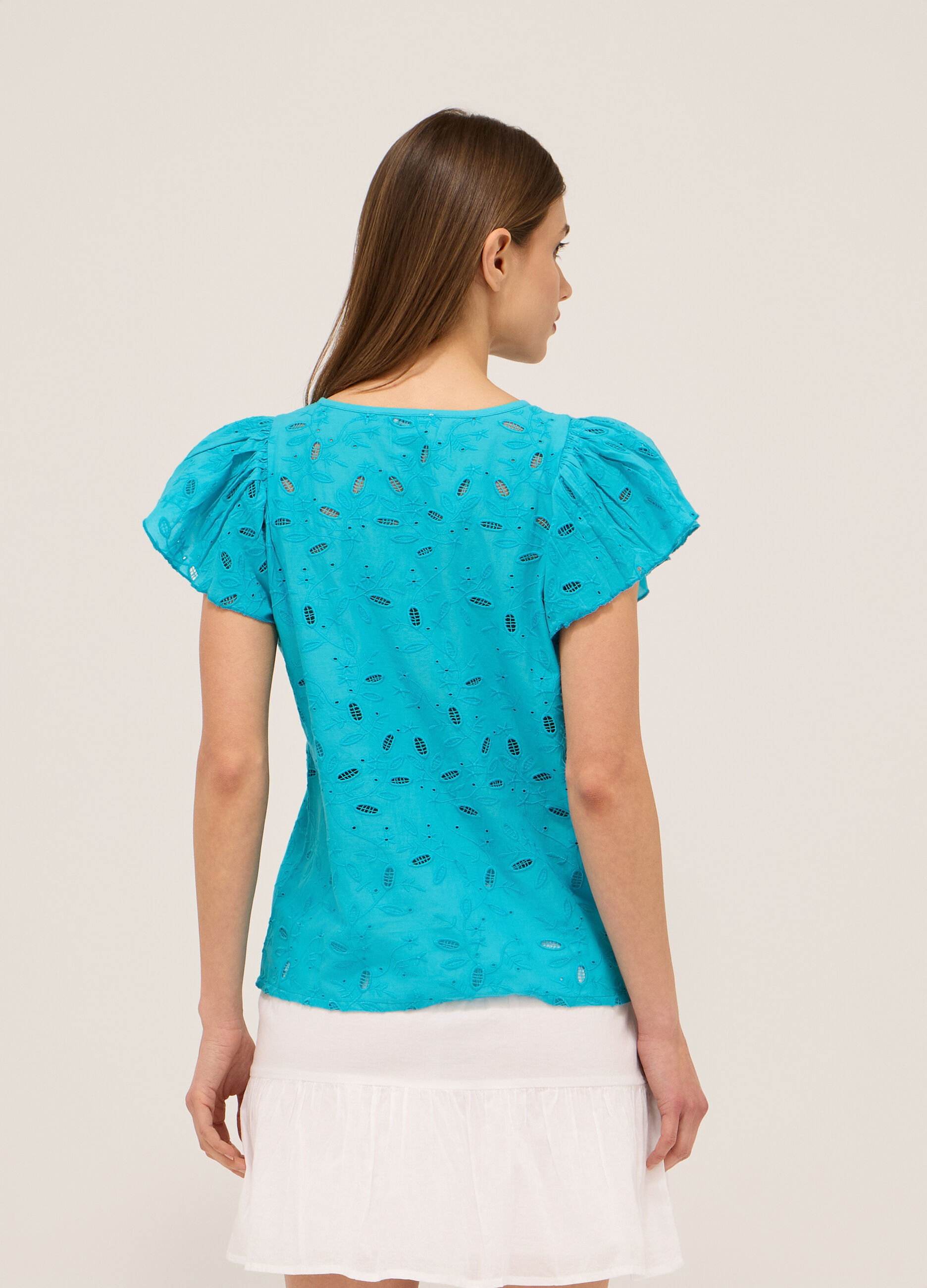 Blusa in puro cotone con ricami donna_1