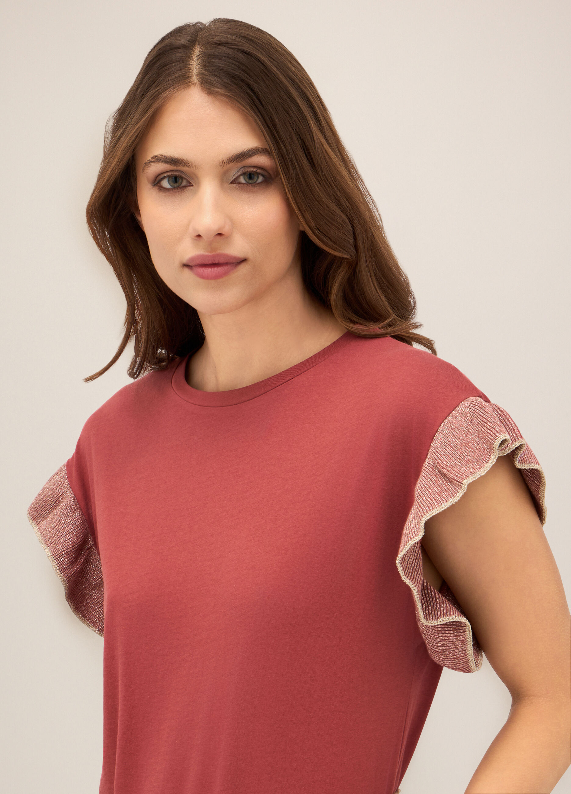 T-shirt in cotone con inserto donna 