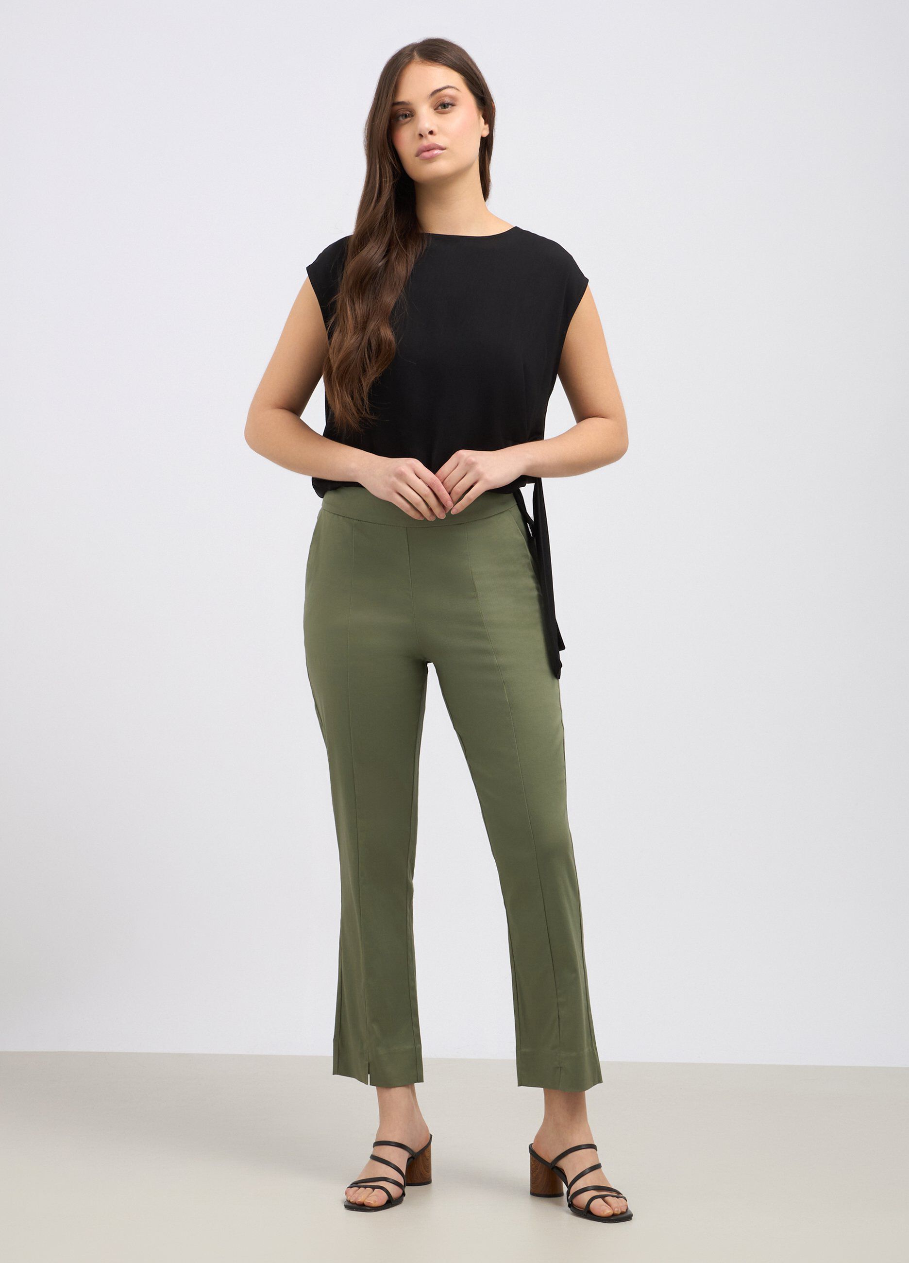Pantaloni in cotone satin donna_0