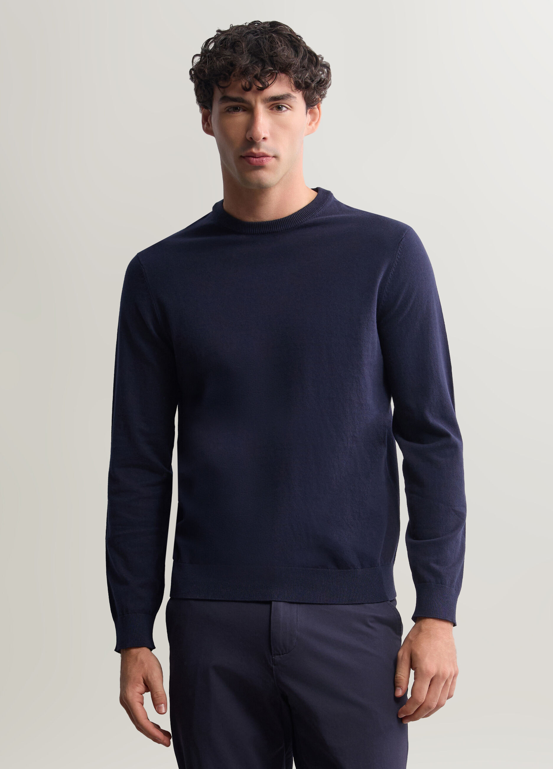 Maglione girocollo in misto cotone uomo_0