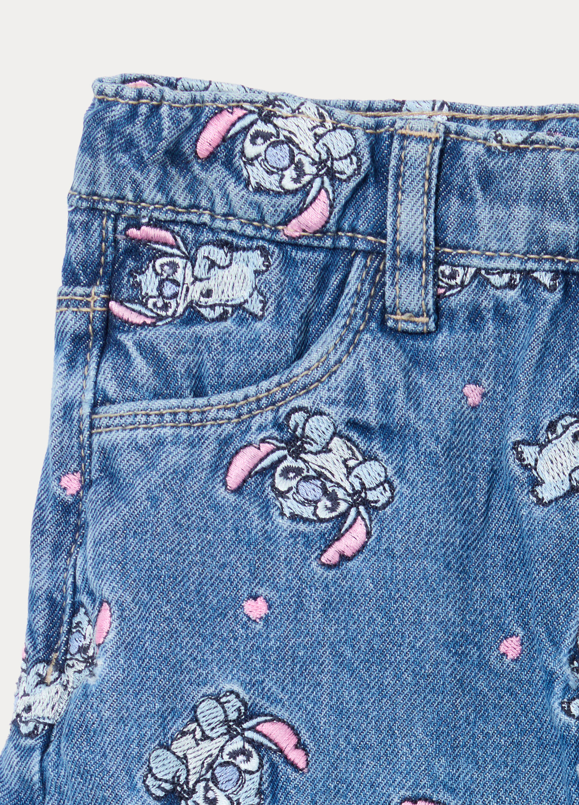 Gonna pantalone Disney fit regular in denim di puro cotone bimba_1