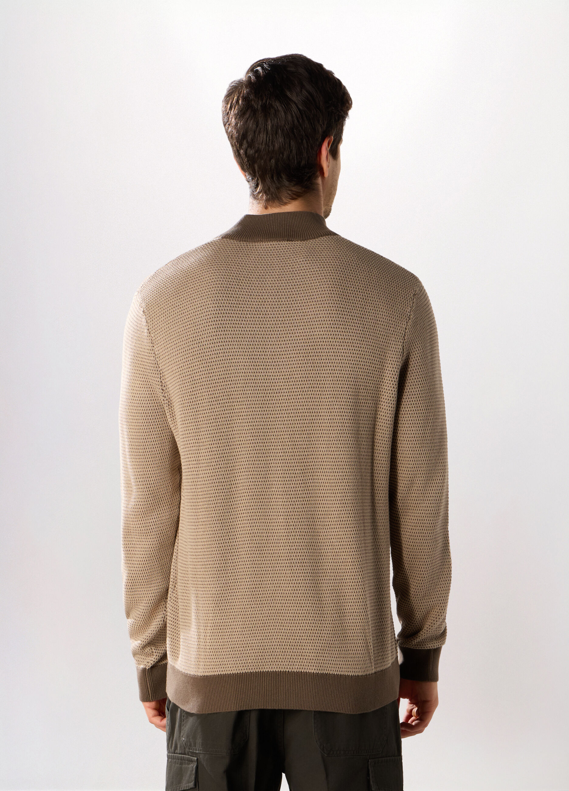 Maglione lupetto con zip in cotone uomo_1