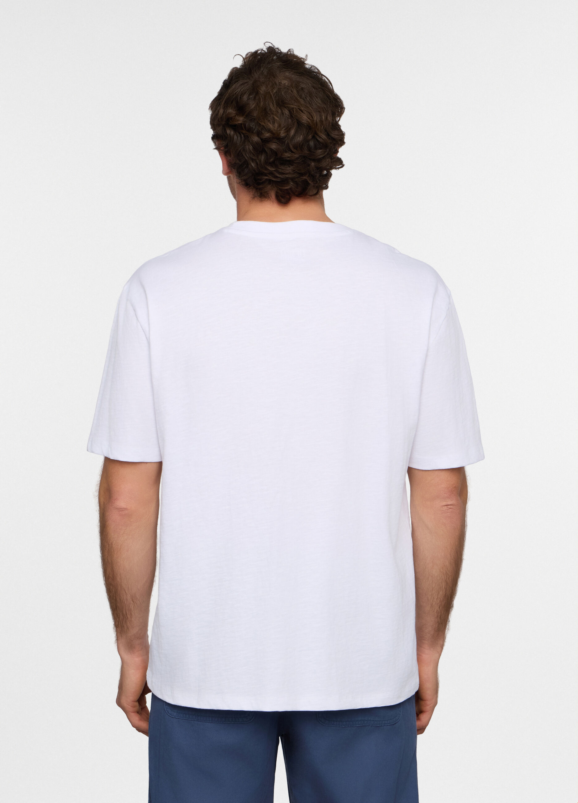 T-shirt girocollo in cotone fiammato uomo_1