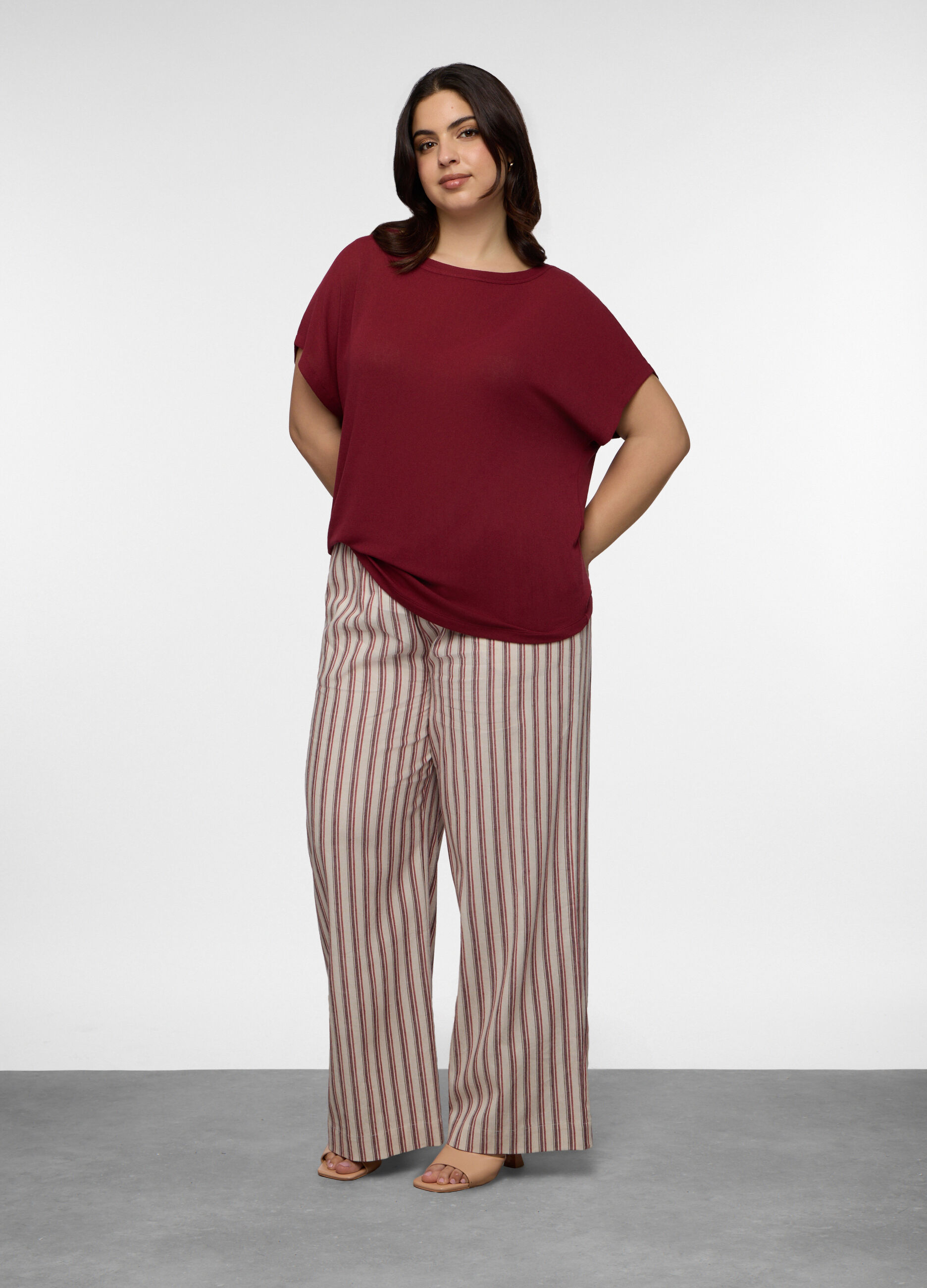 Pantaloni Fit Relaxed misto lino donna curvy_0