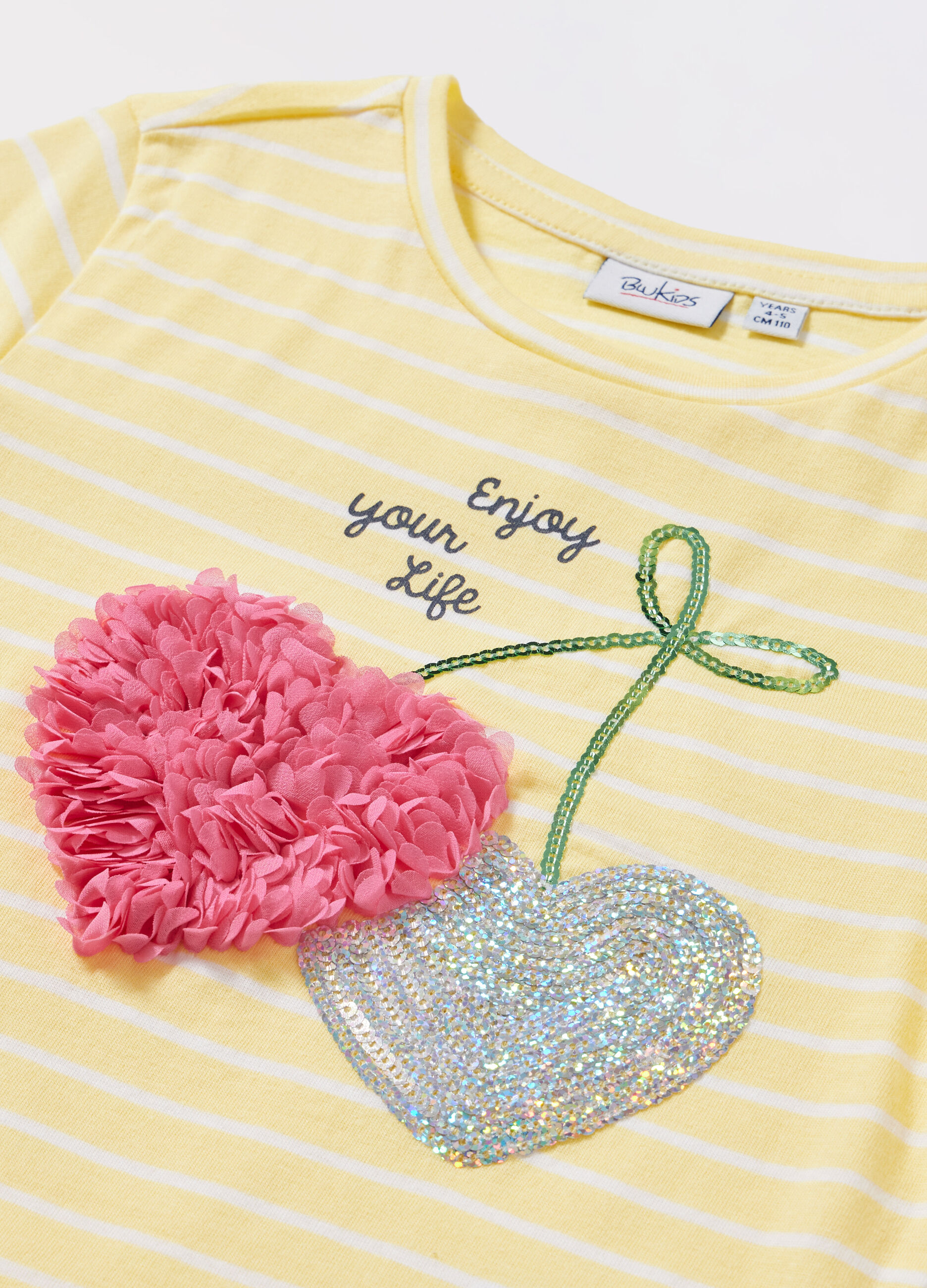T-shirt a righe in puro cotone bambina_1