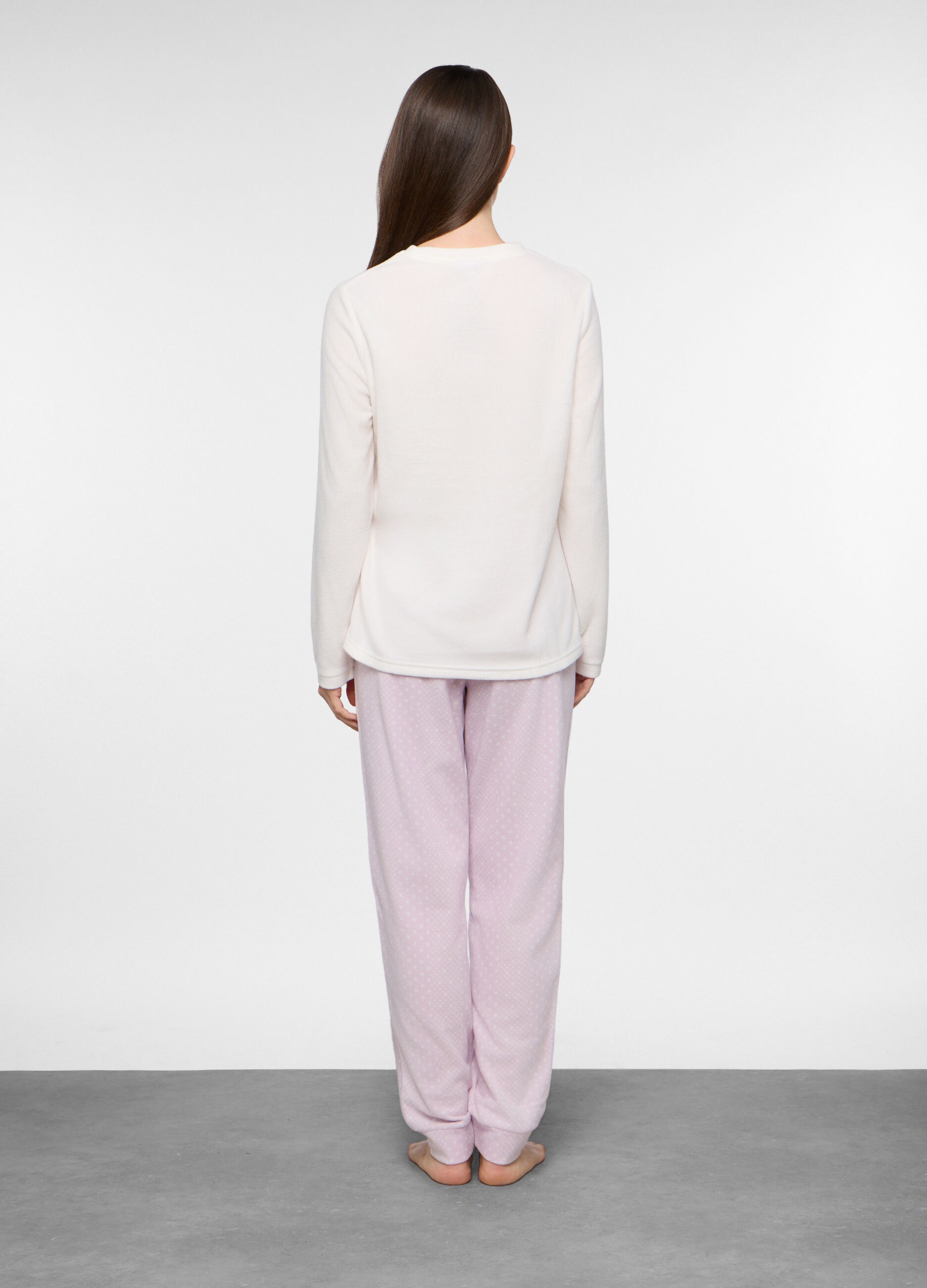 Set pigiama lungo in pile donna_1