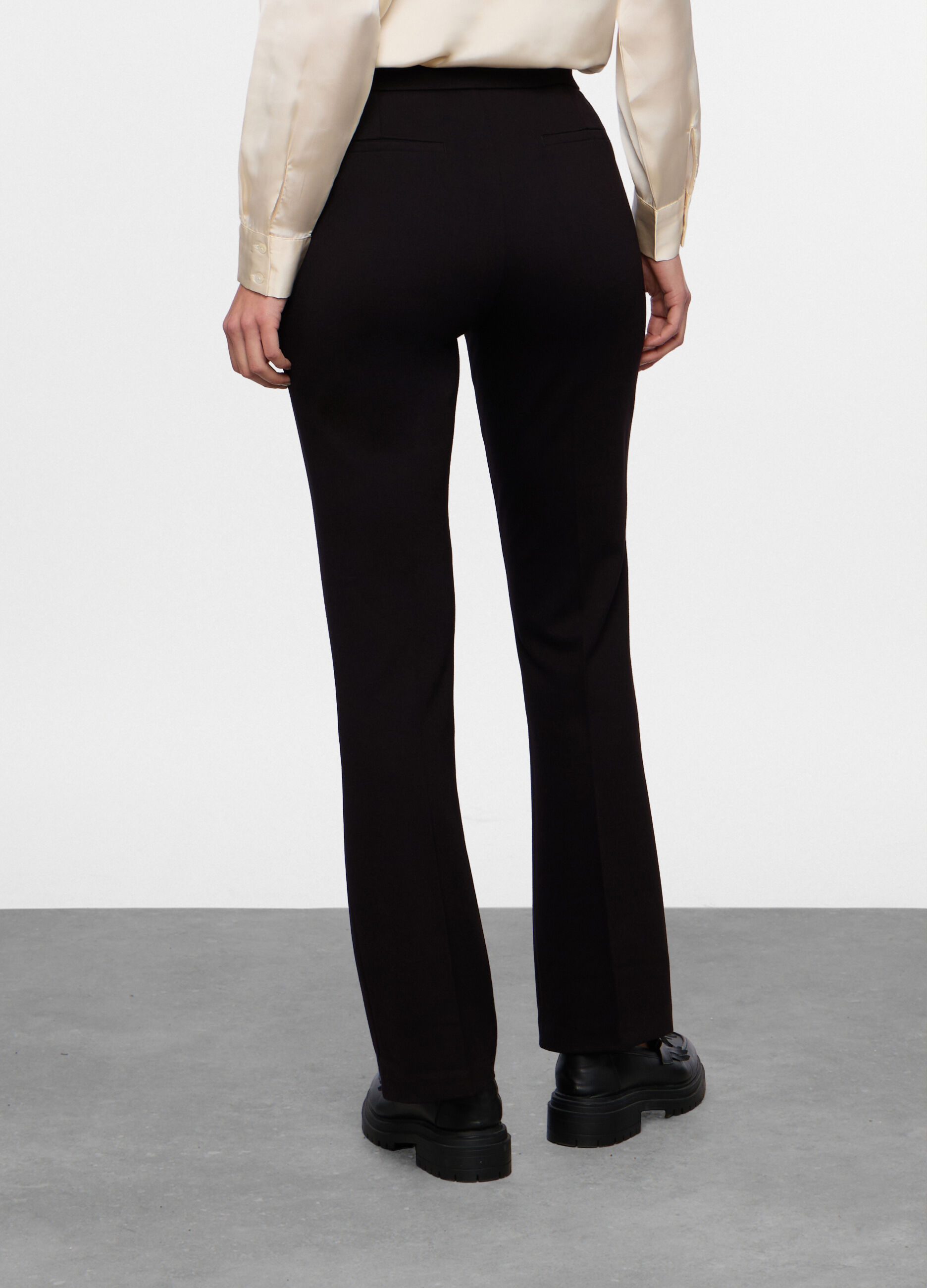 Pantaloni misto viscosa flare fit donna_1