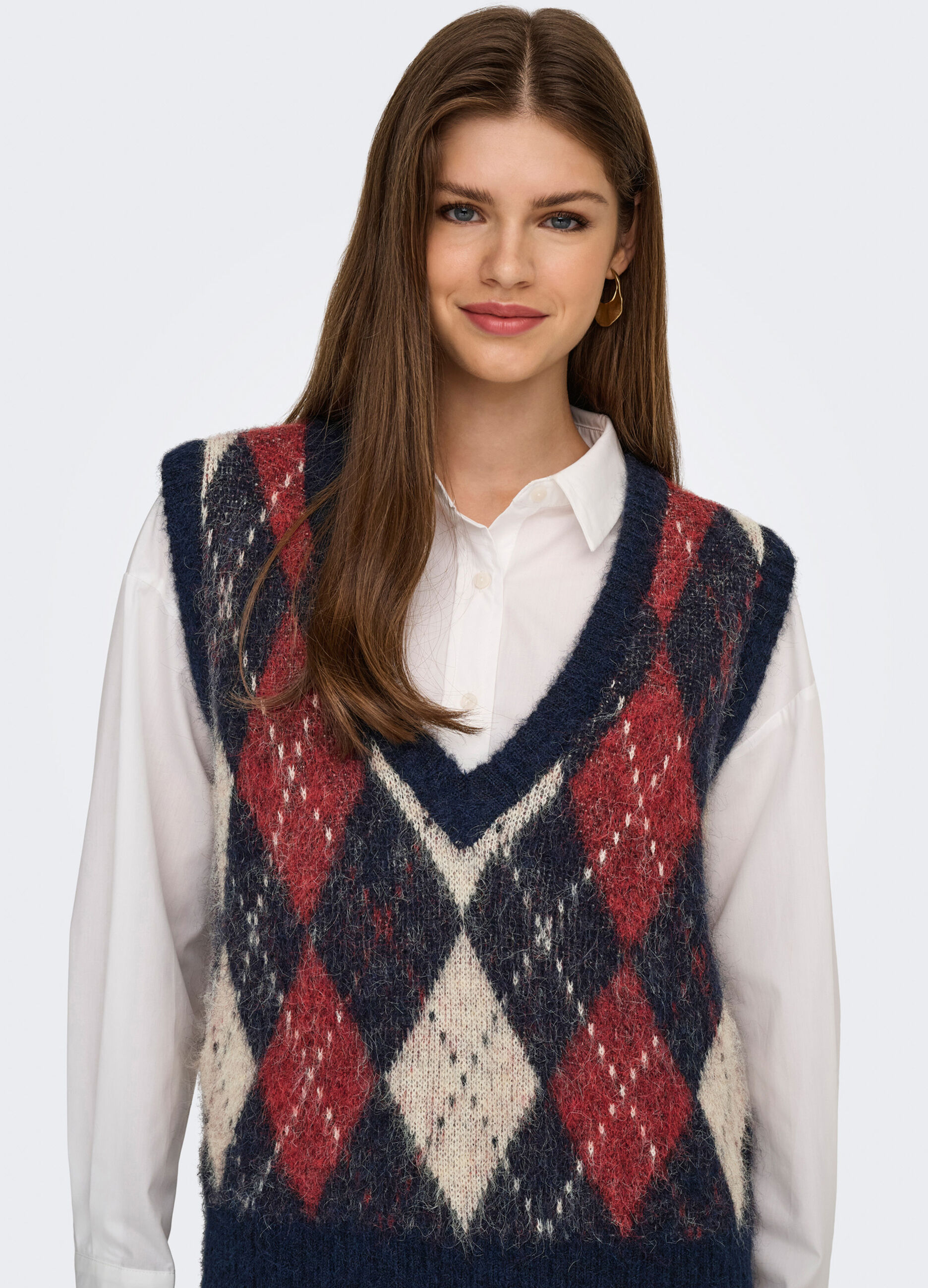 Gilet jacquard a quadri donna_3