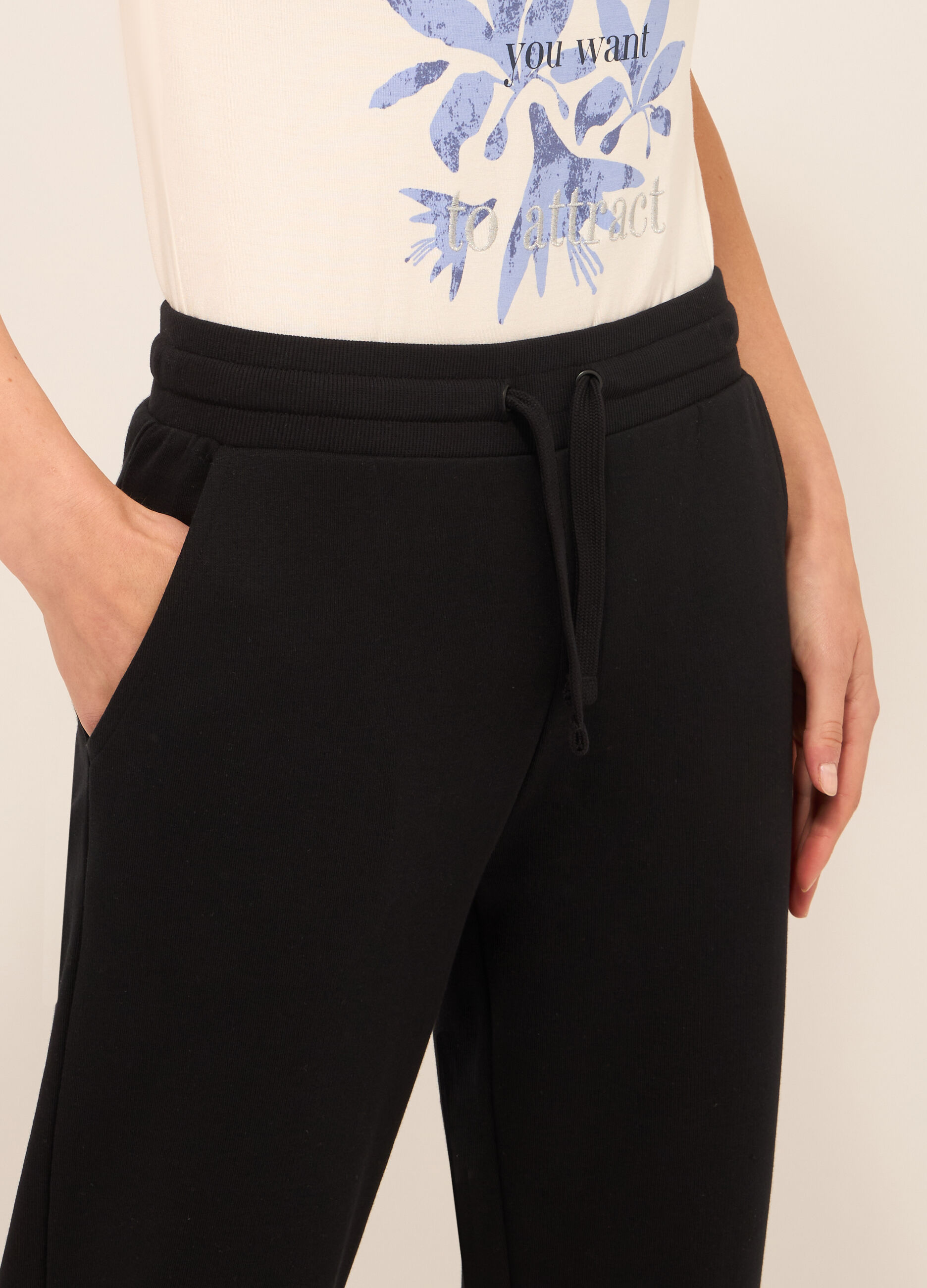 Jogger in french terry di misto cotone donna_2