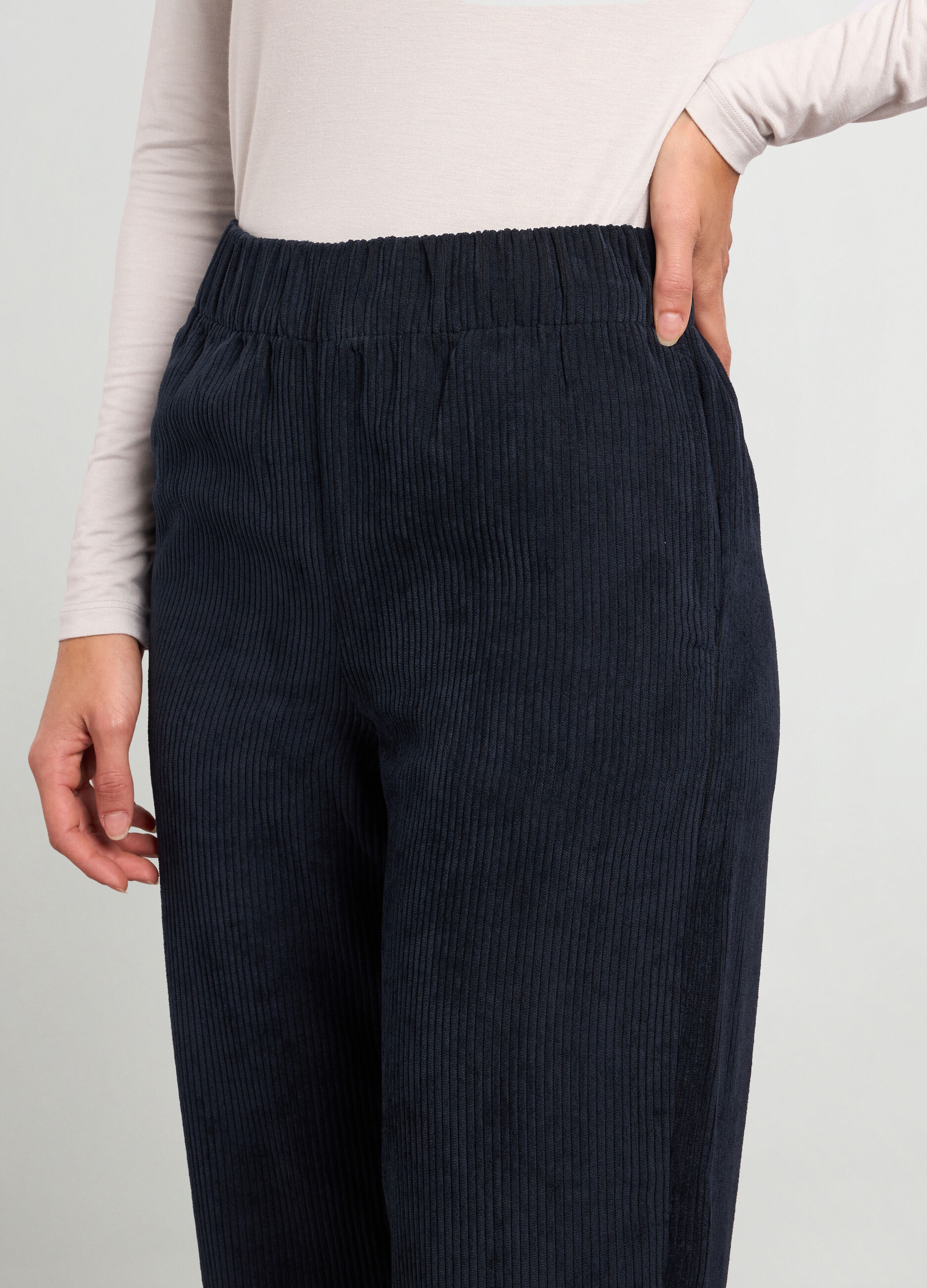 Pantaloni cropped in velluto a costine donna_2
