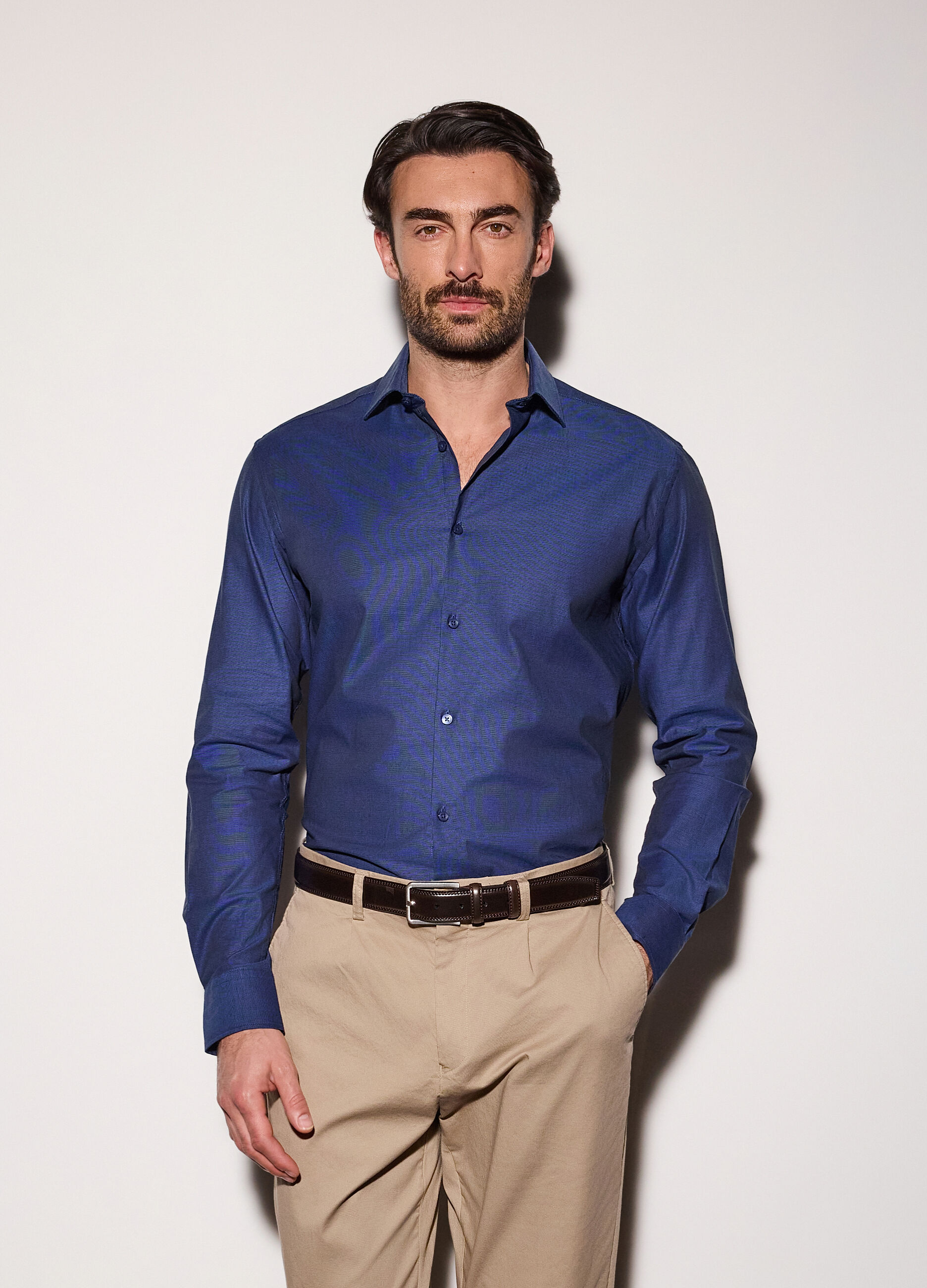 Camicia regular fit in cotone stretch uomo_0