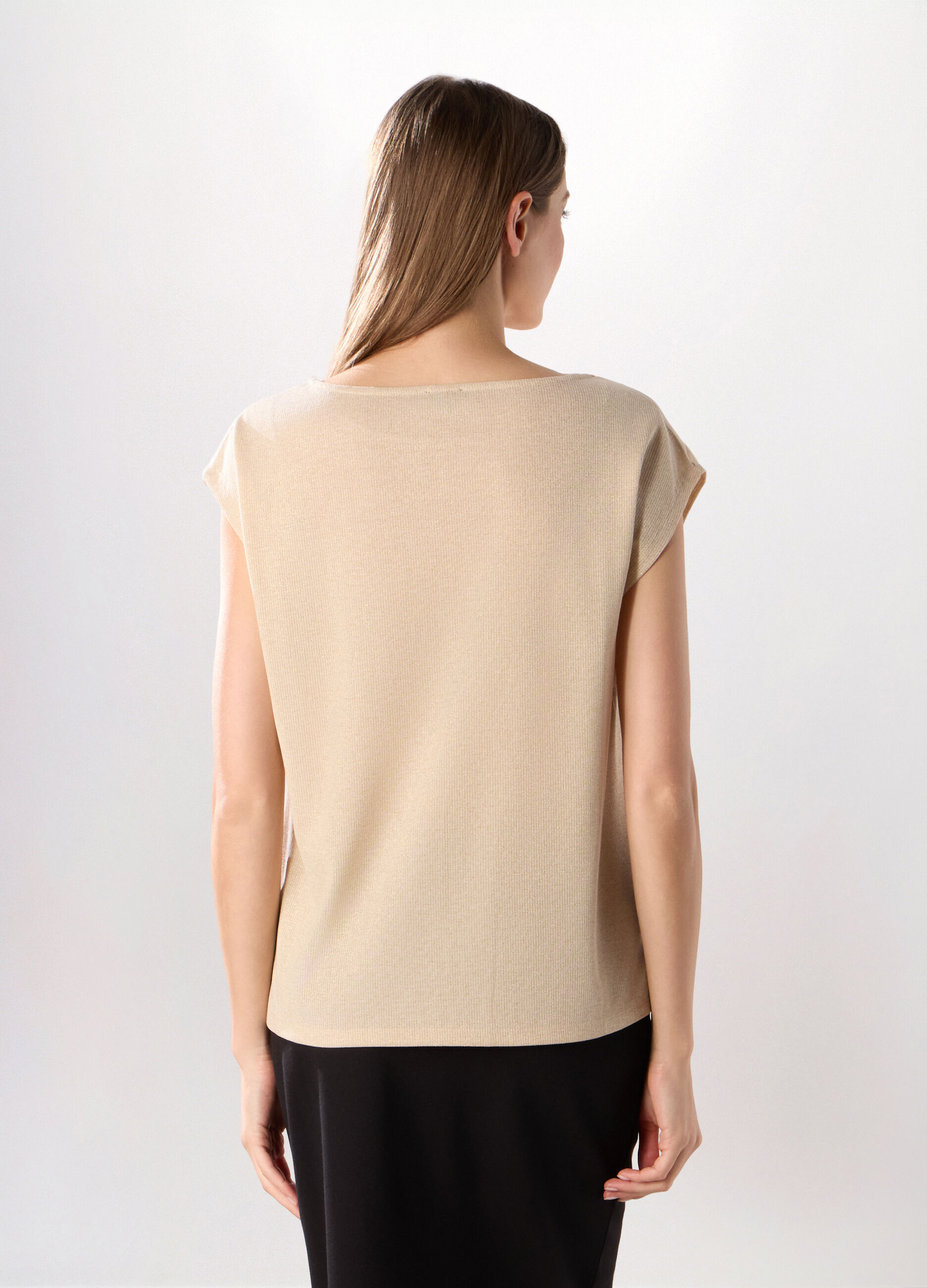 Top con lavorazione in filo lurex donna_1