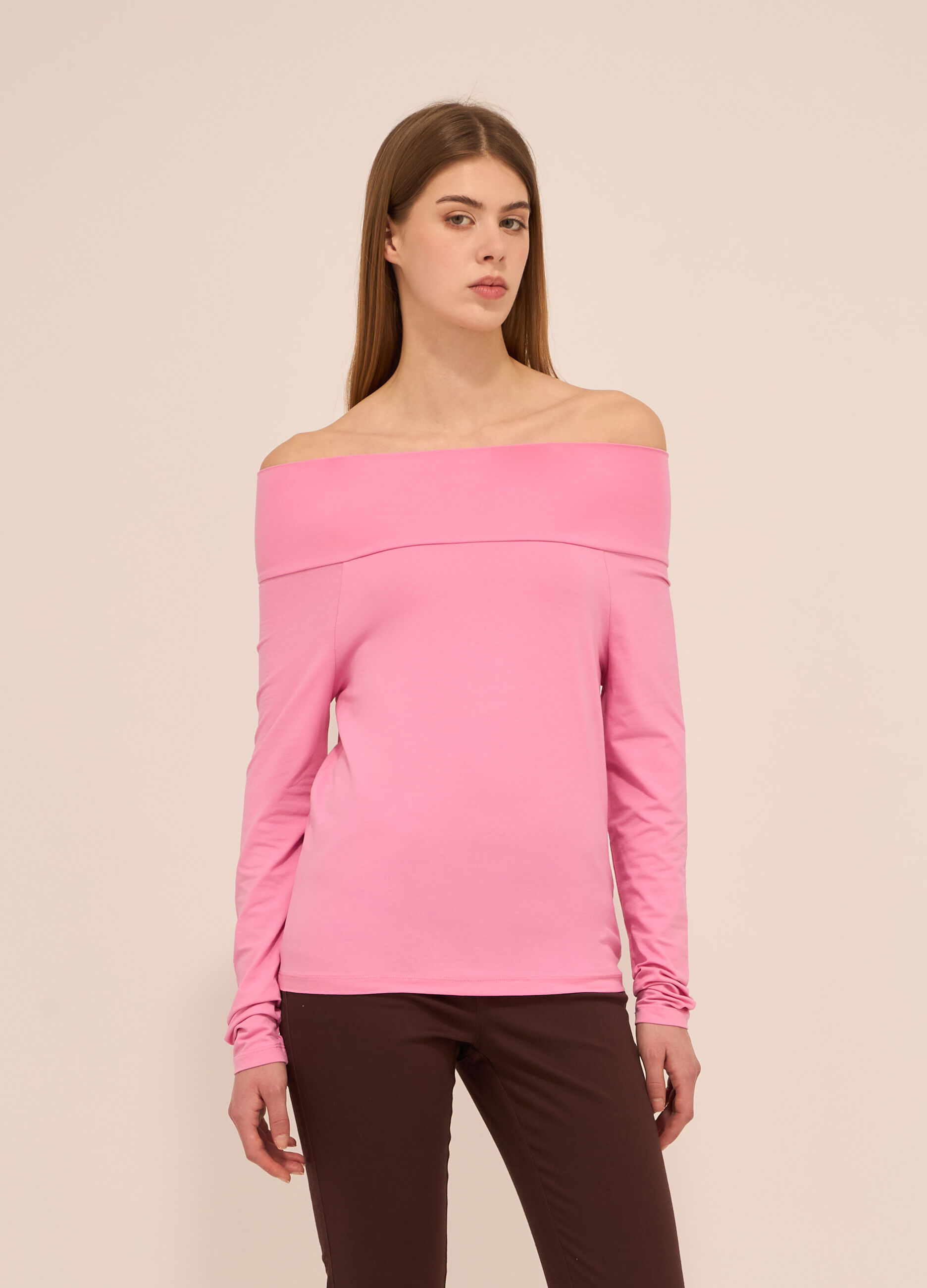 T-shirt in cotone stretch donna_0