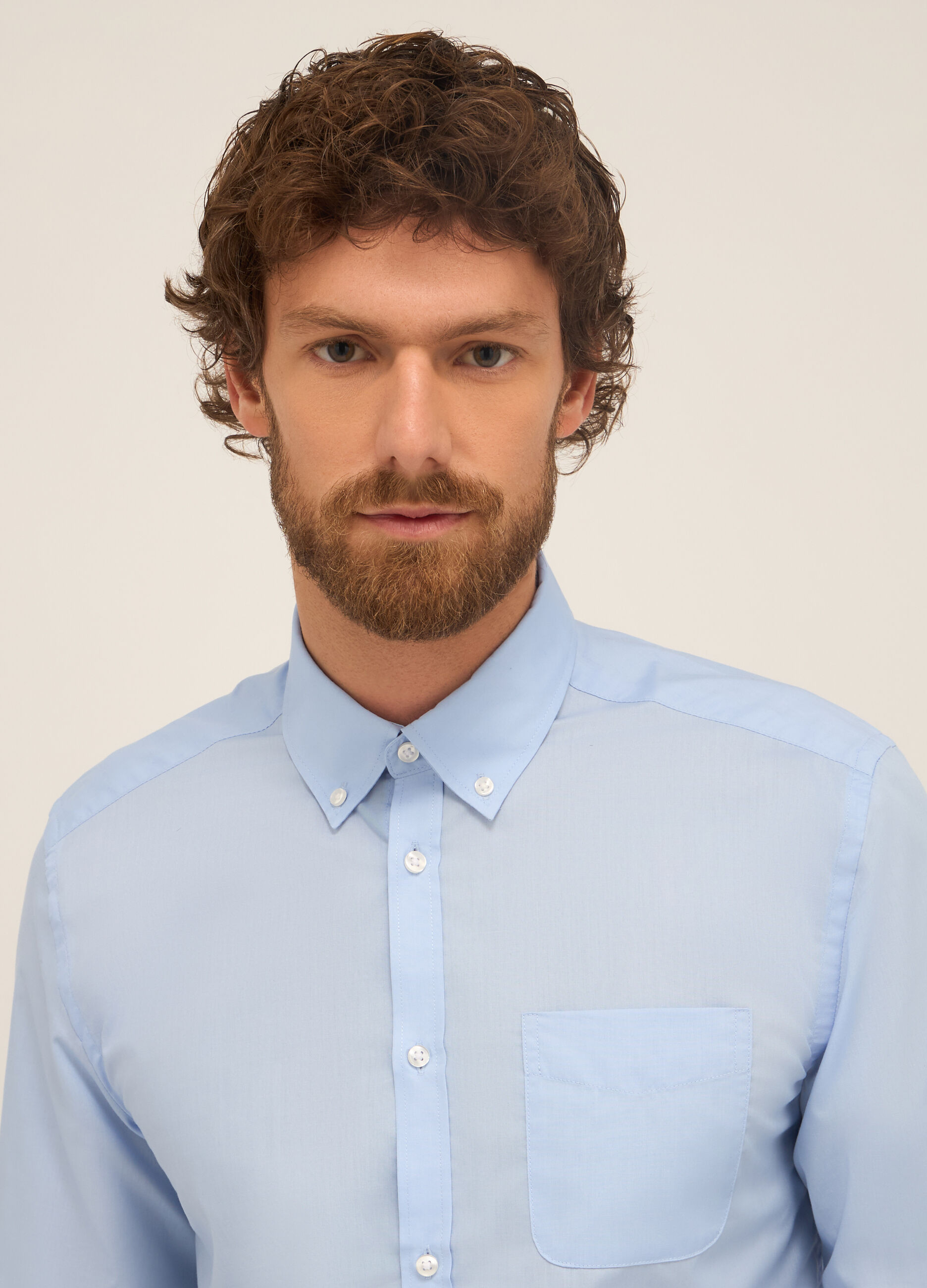 Camicia slim fit button-down in misto cotone uomo_2