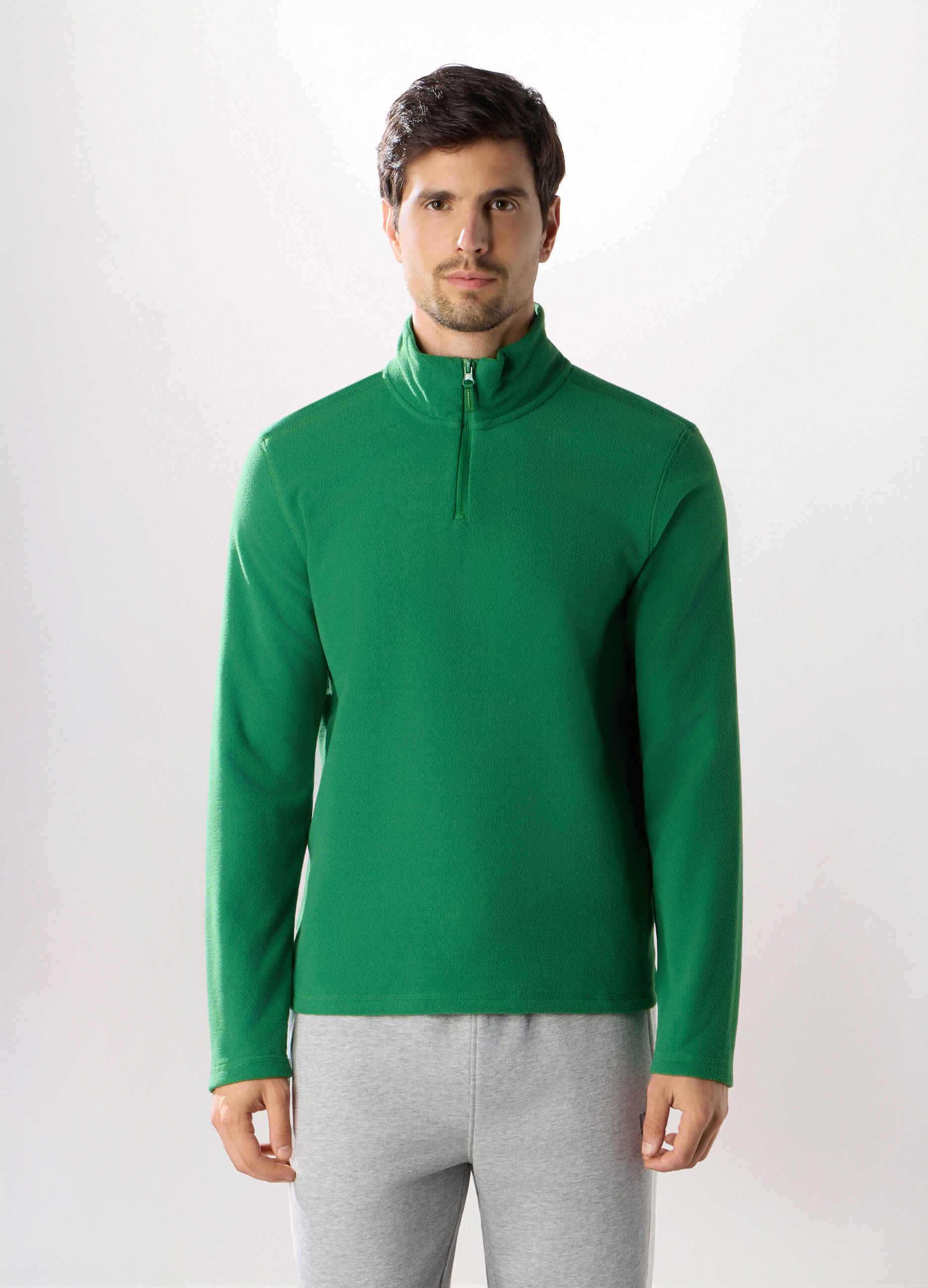 Lupetto con zip in pile uomo_0