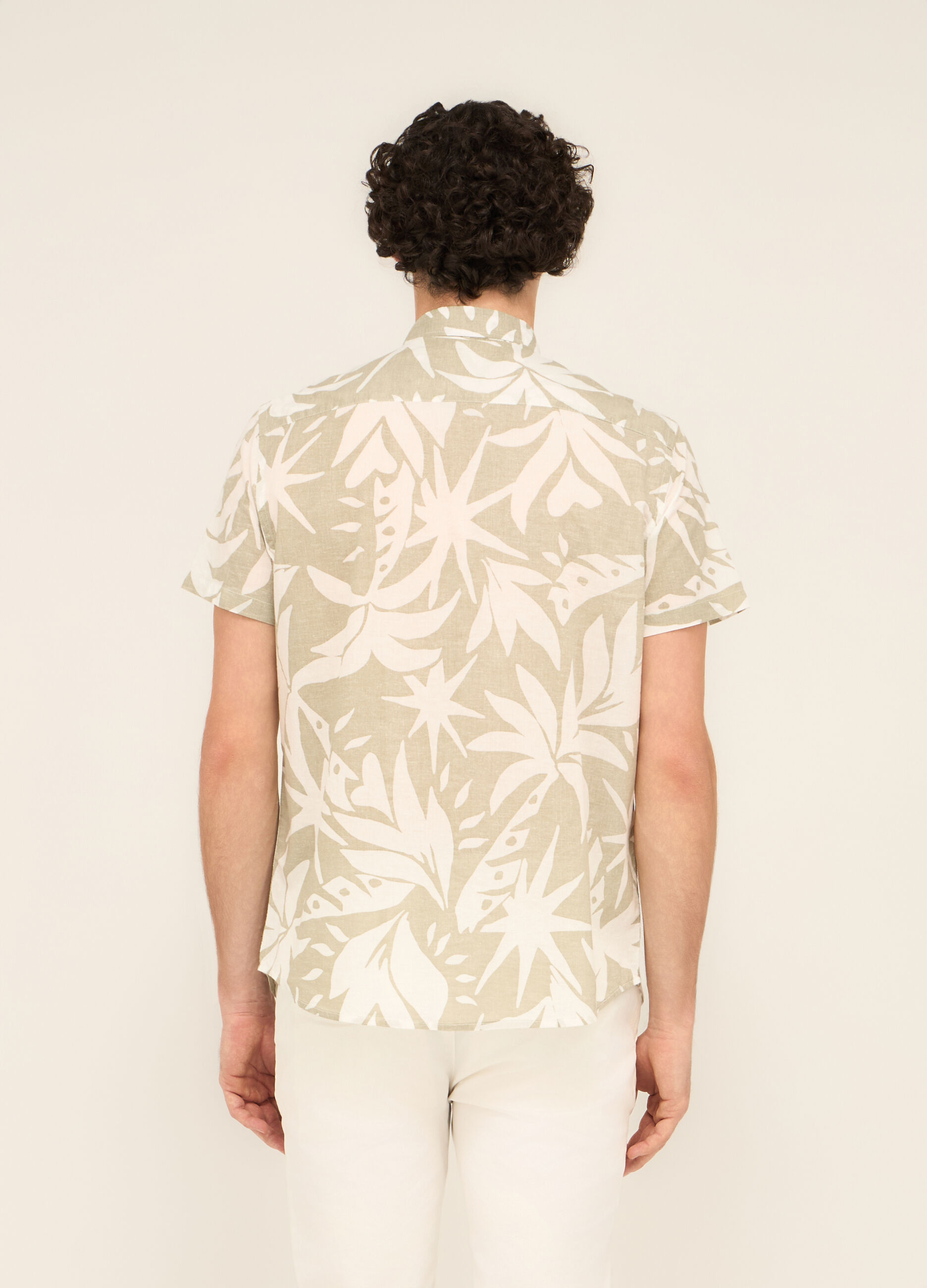 Camicia a maniche corte in cotone con stampa uomo_1
