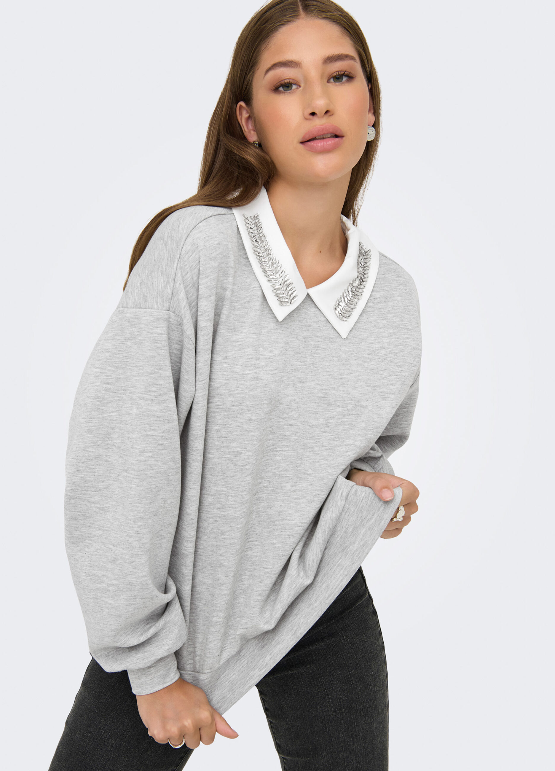 Felpa con inserto camicia donna_3