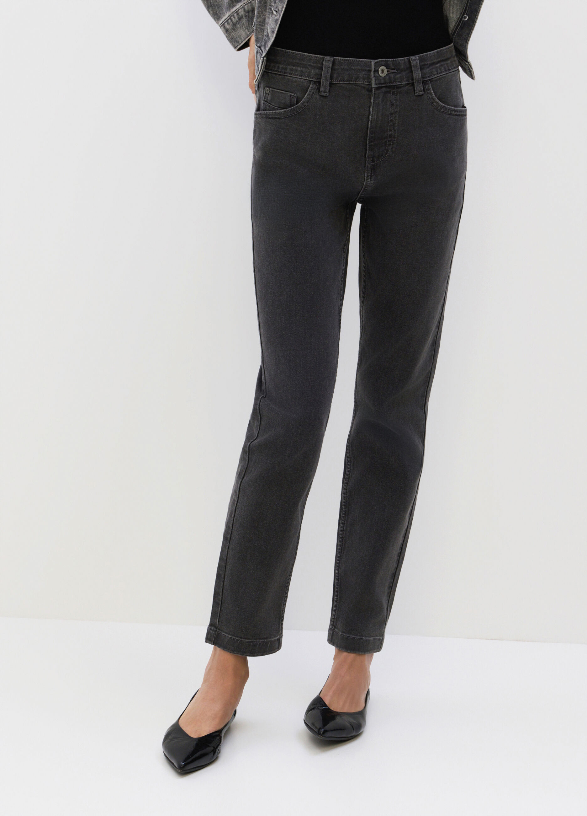 Pantaloni Slim Fit in denim stretch misto cotone donna_2