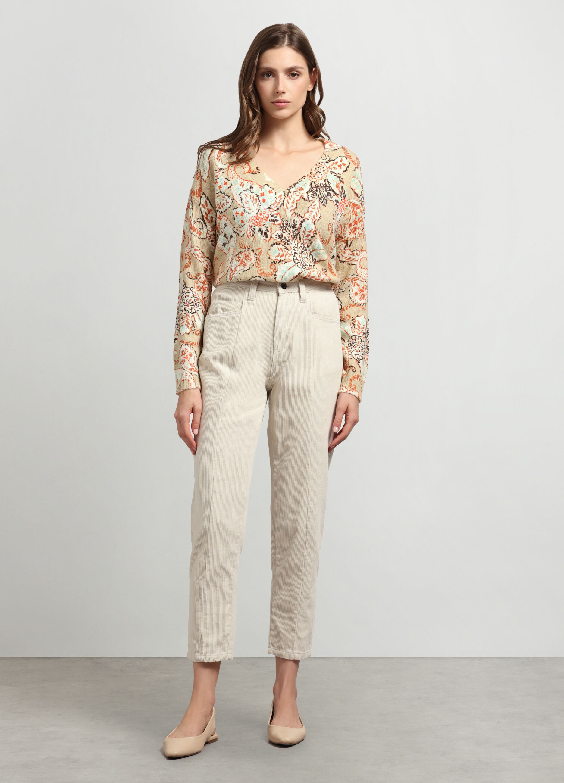 Pantaloni in costina di puro cotone donna_0