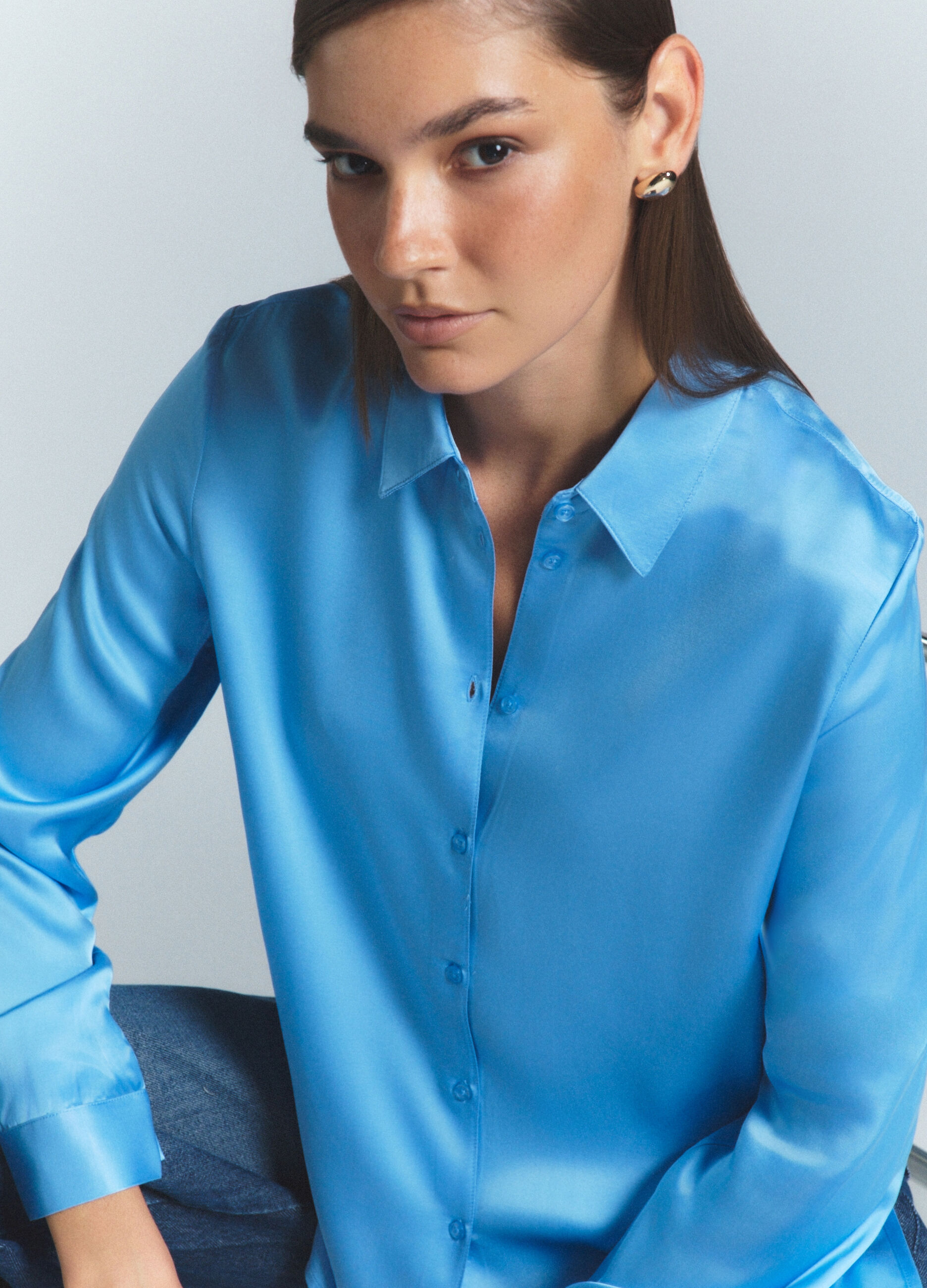 Camicia in raso di pura viscosa donna_5