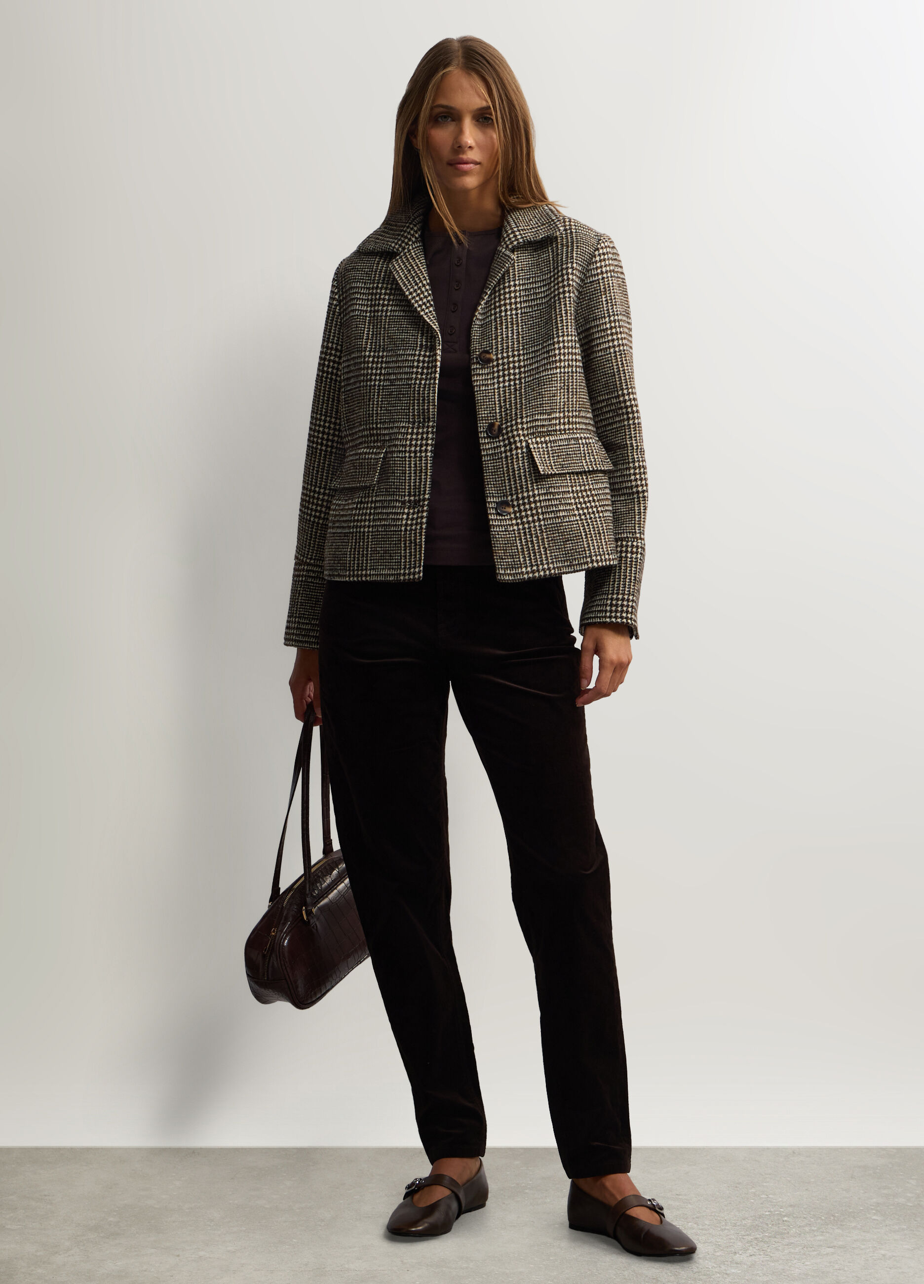 Giacca jacquard misto lana donna_0