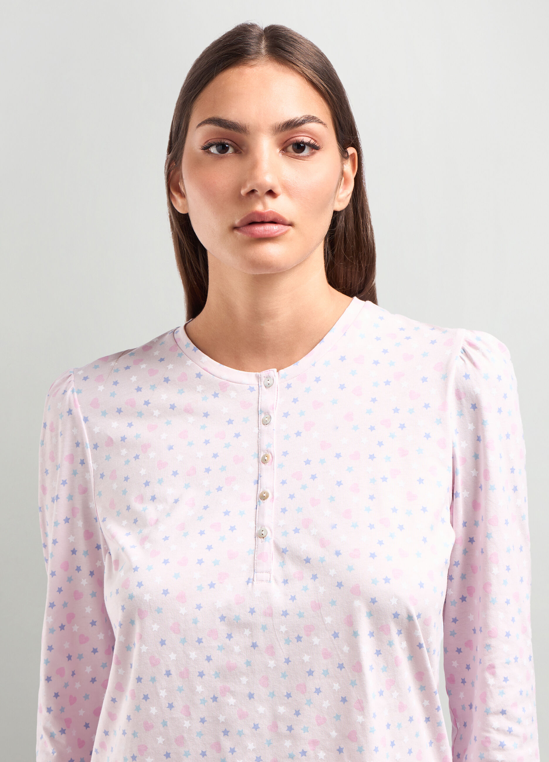 Set pigiama lungo in puro cotone donna_2