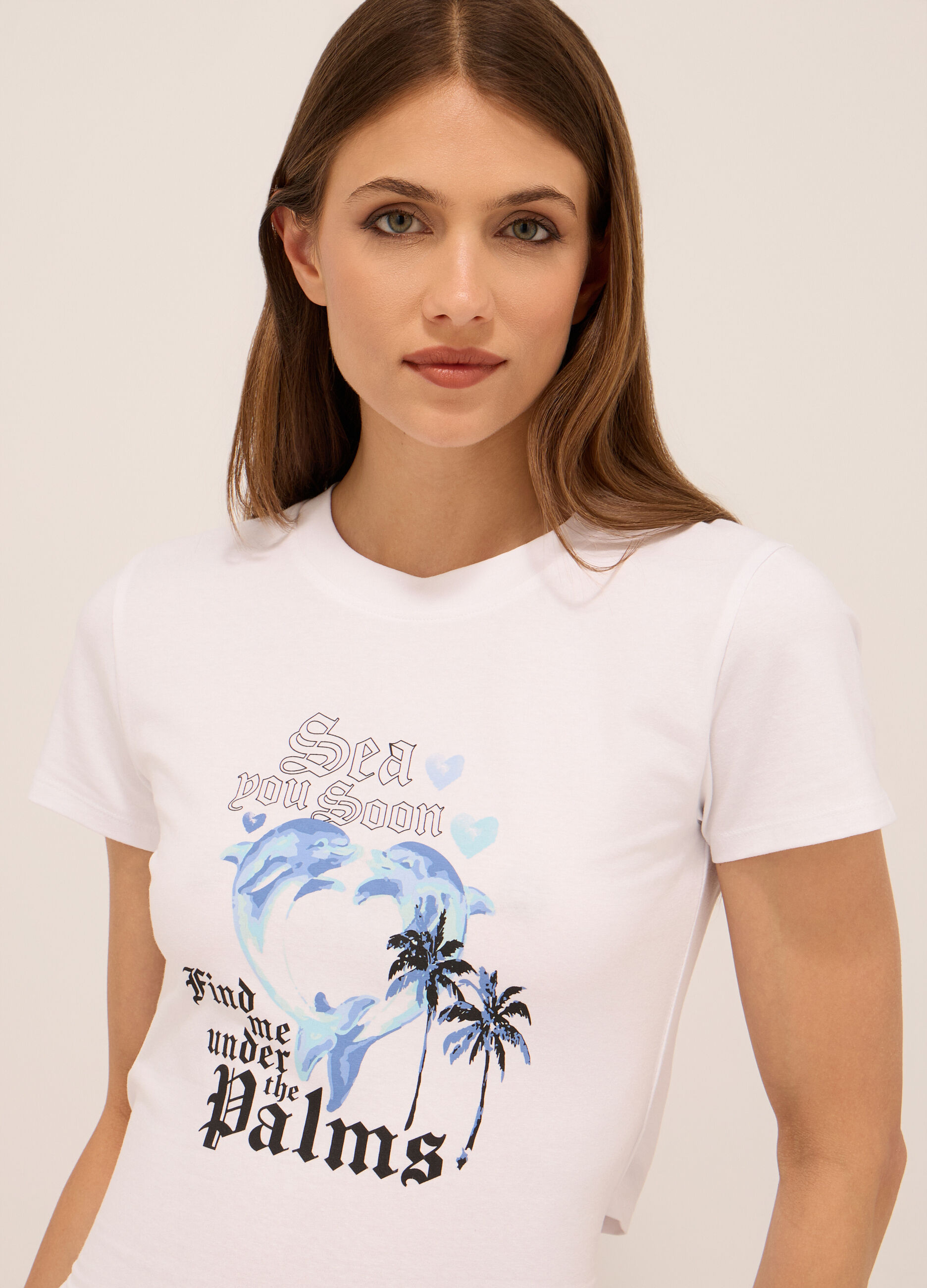 T-shirt in jersey di cotone stretch donna_2