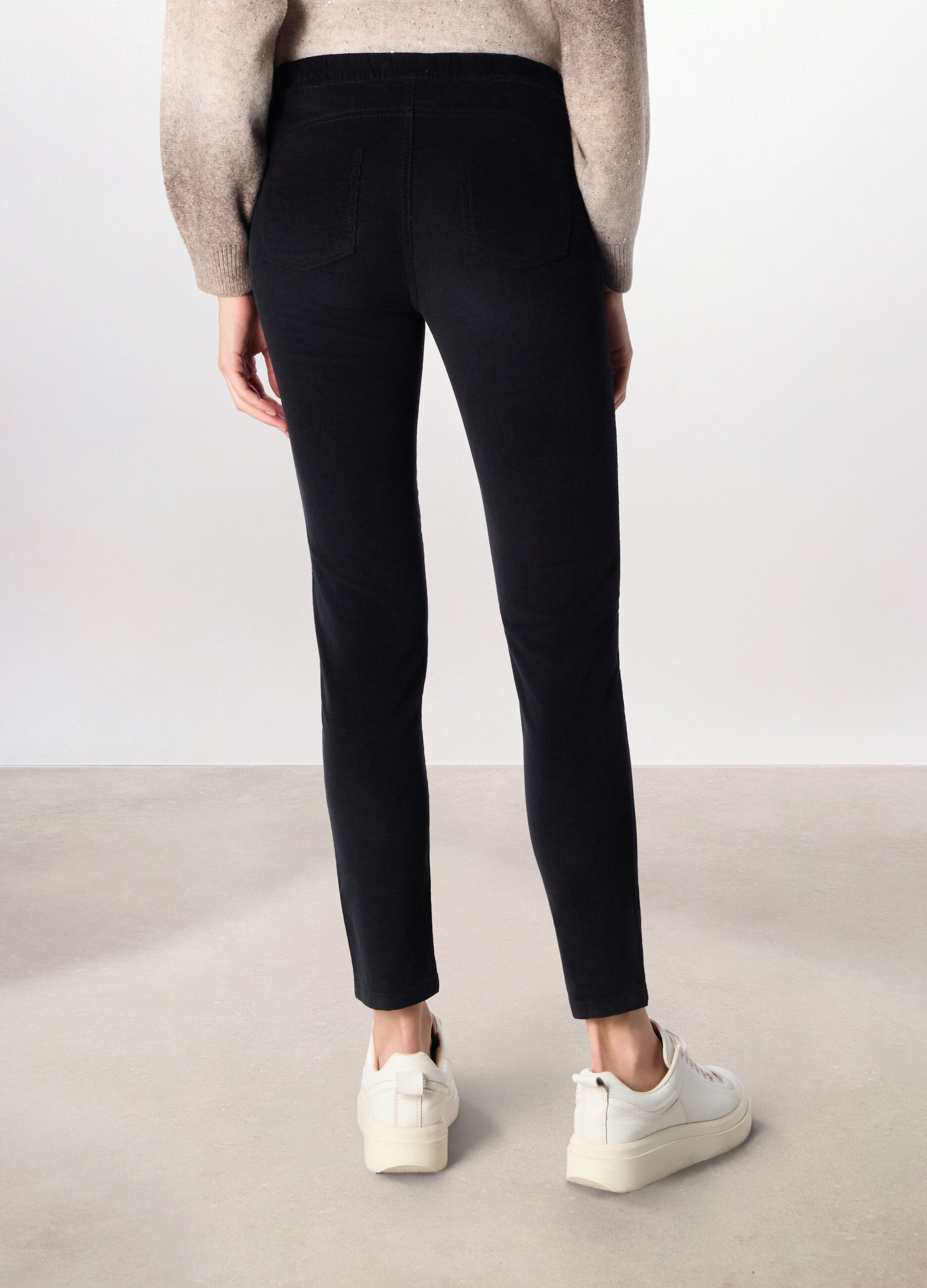 Treggings in velluto a coste di cotone stretch donna_1