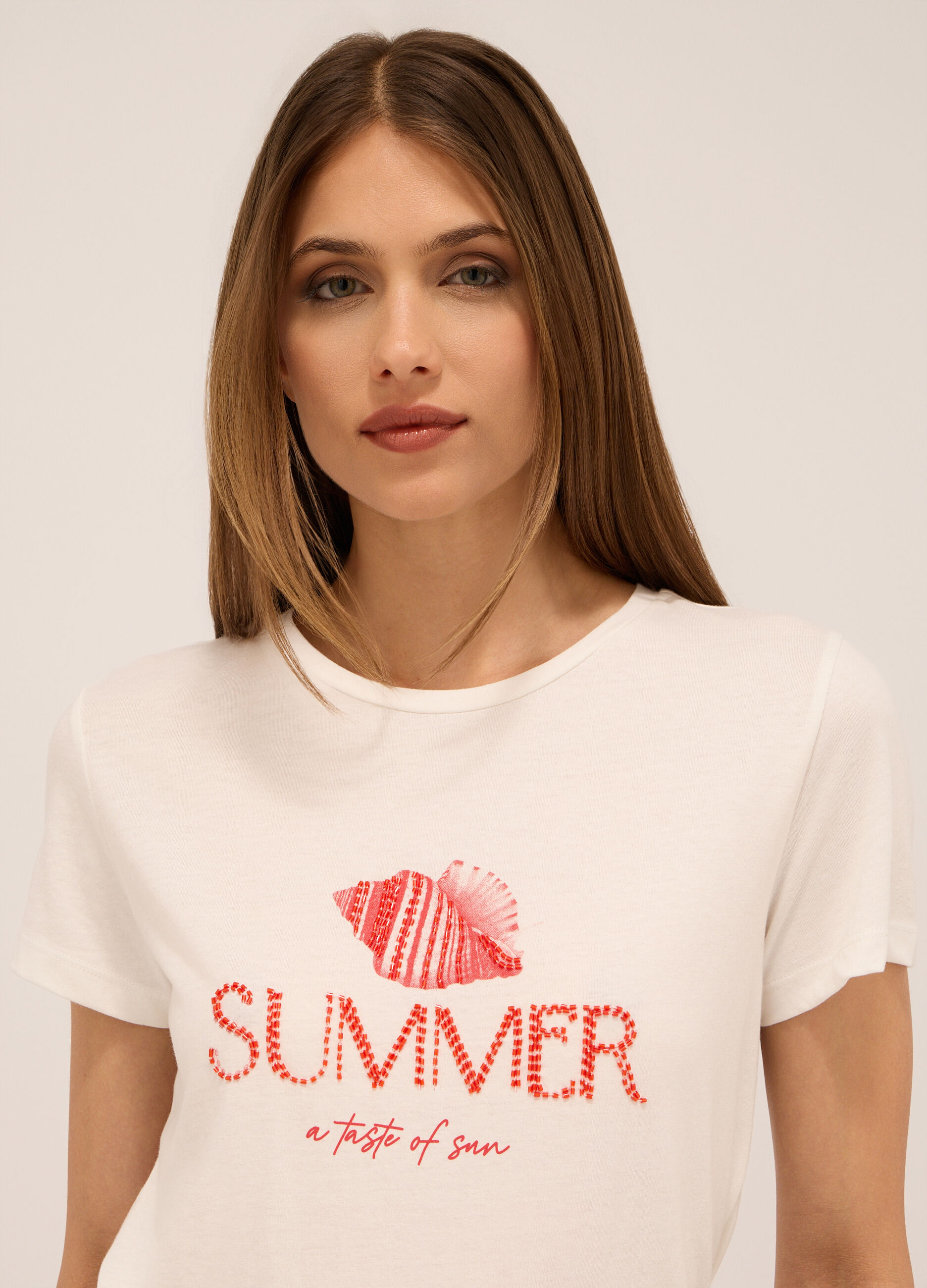T-shirt in jersey di puro cotone donna_2