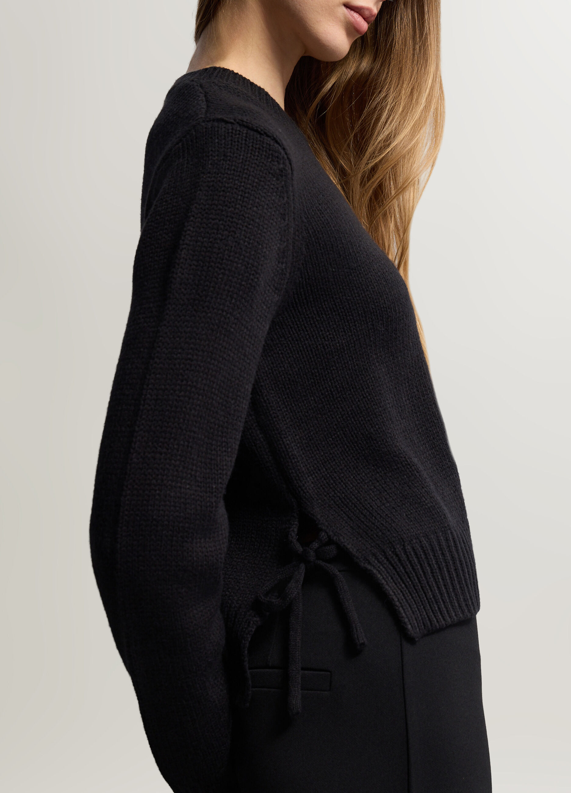 Pullover girocollo rasato misto lana donna_2