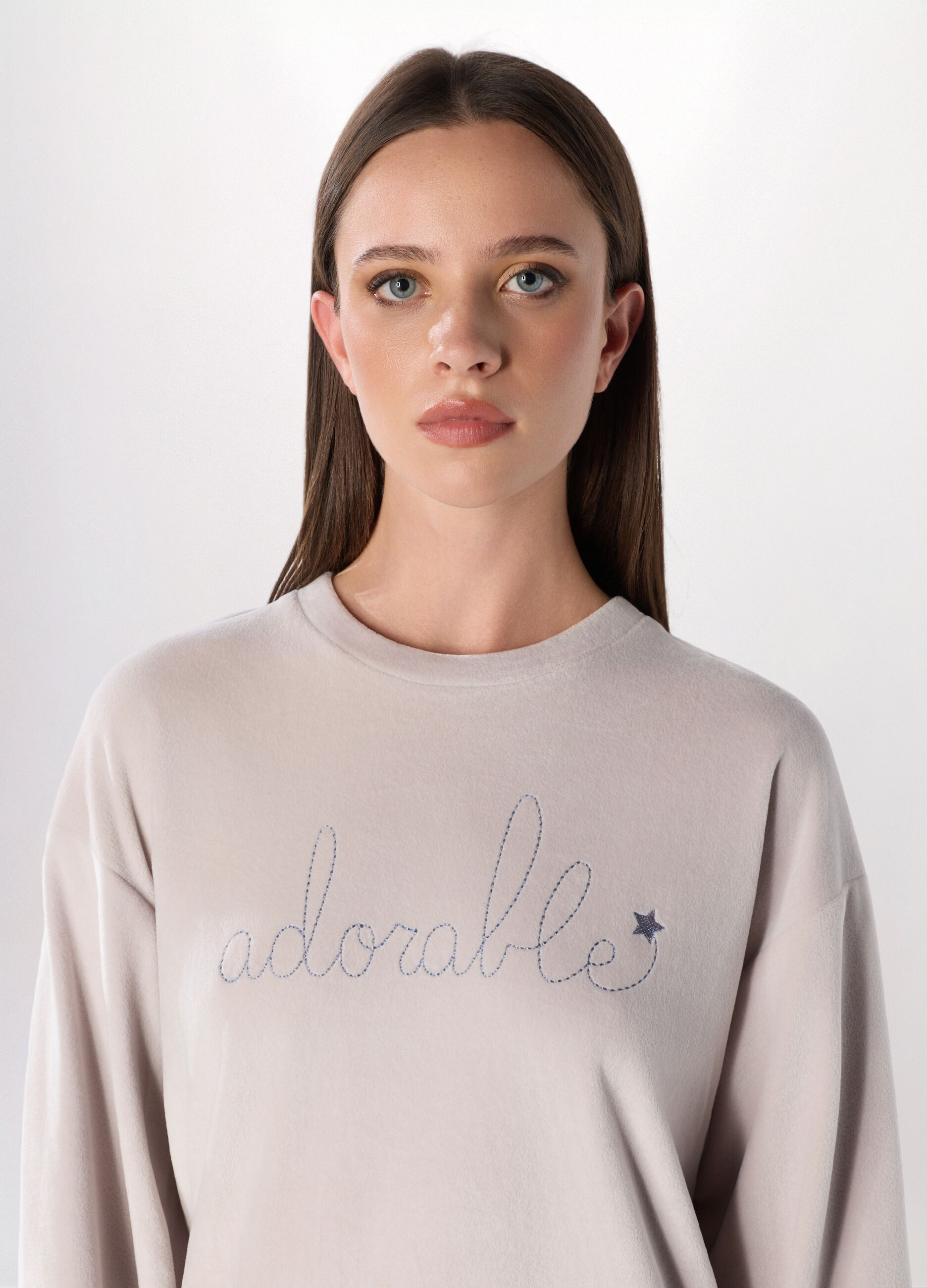 Top pigiama lungo in ciniglia donna_2