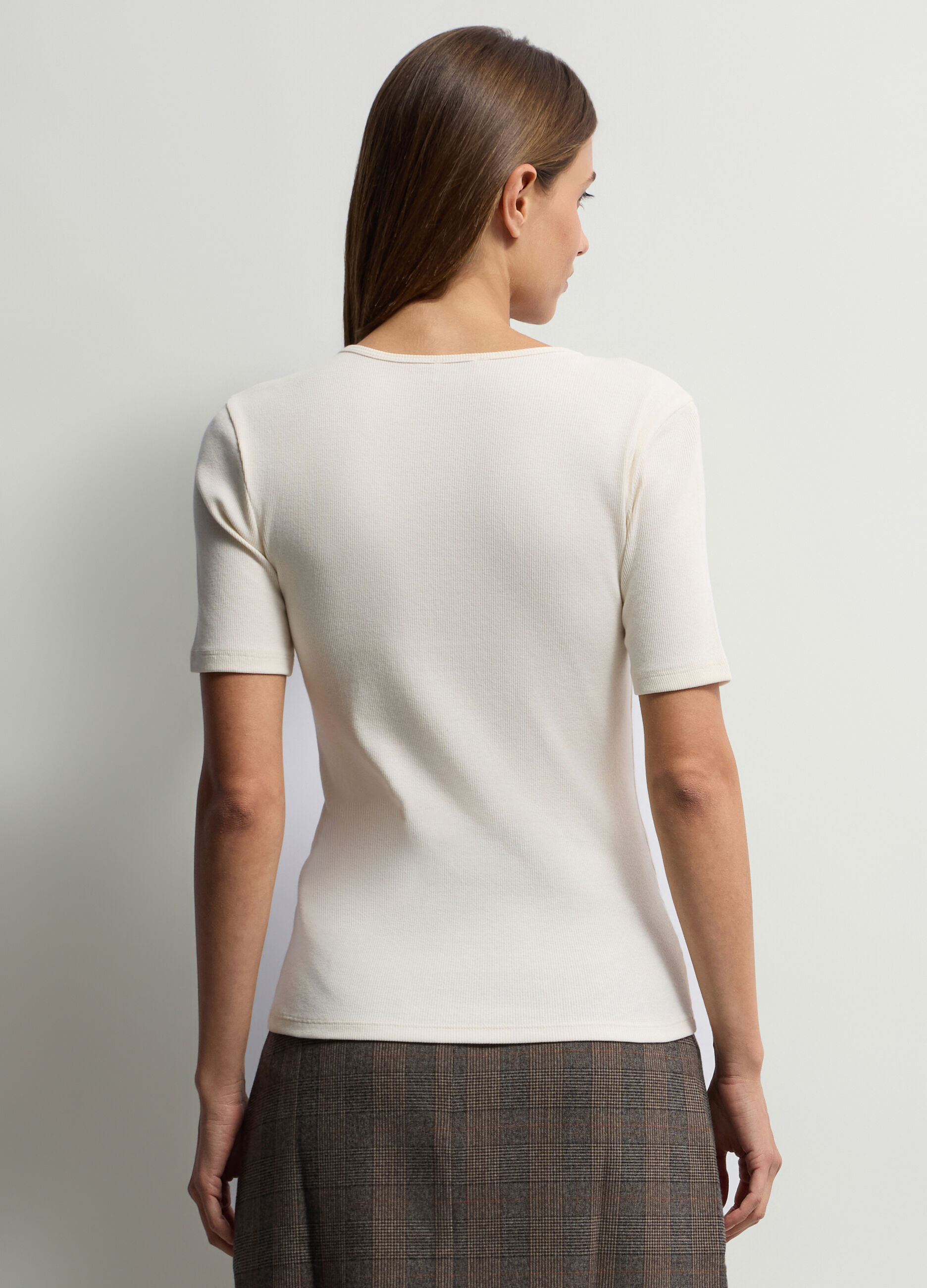 T-shirt Fitted girocollo stretch donna_1