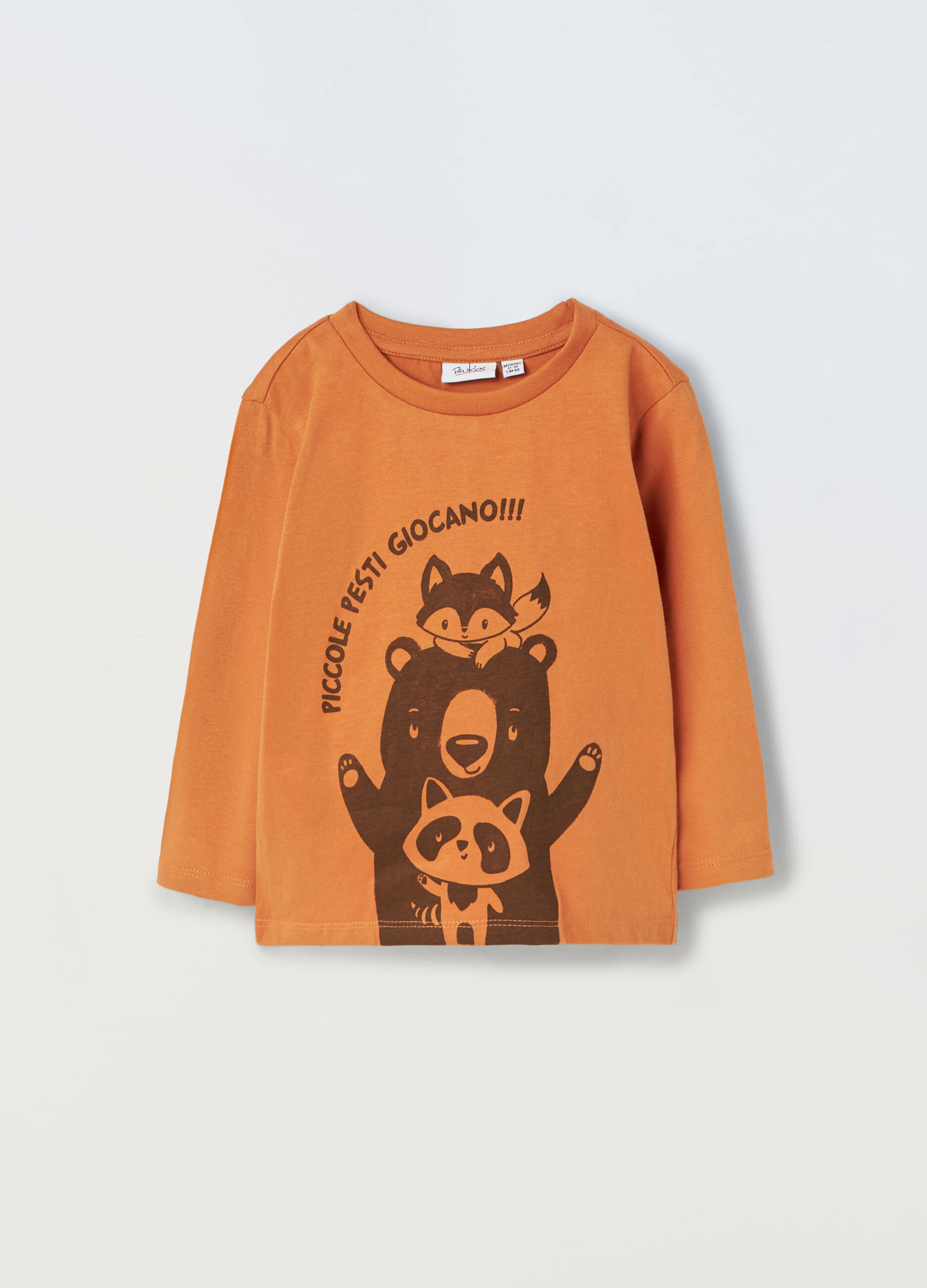 T-shirt a maniche lunghe in puro cotone neonato_0
