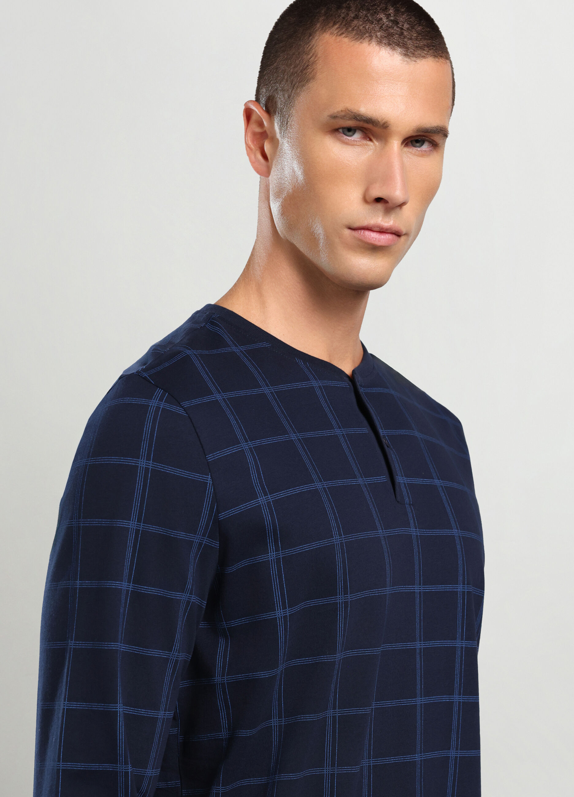 Pigiama lungo a quadri in cotone uomo_2