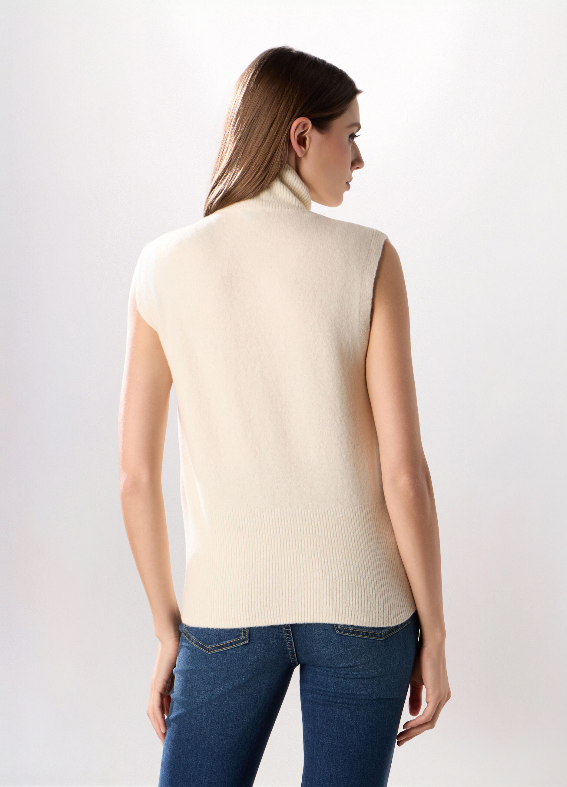 Tricot smanicato misto lana donna_1