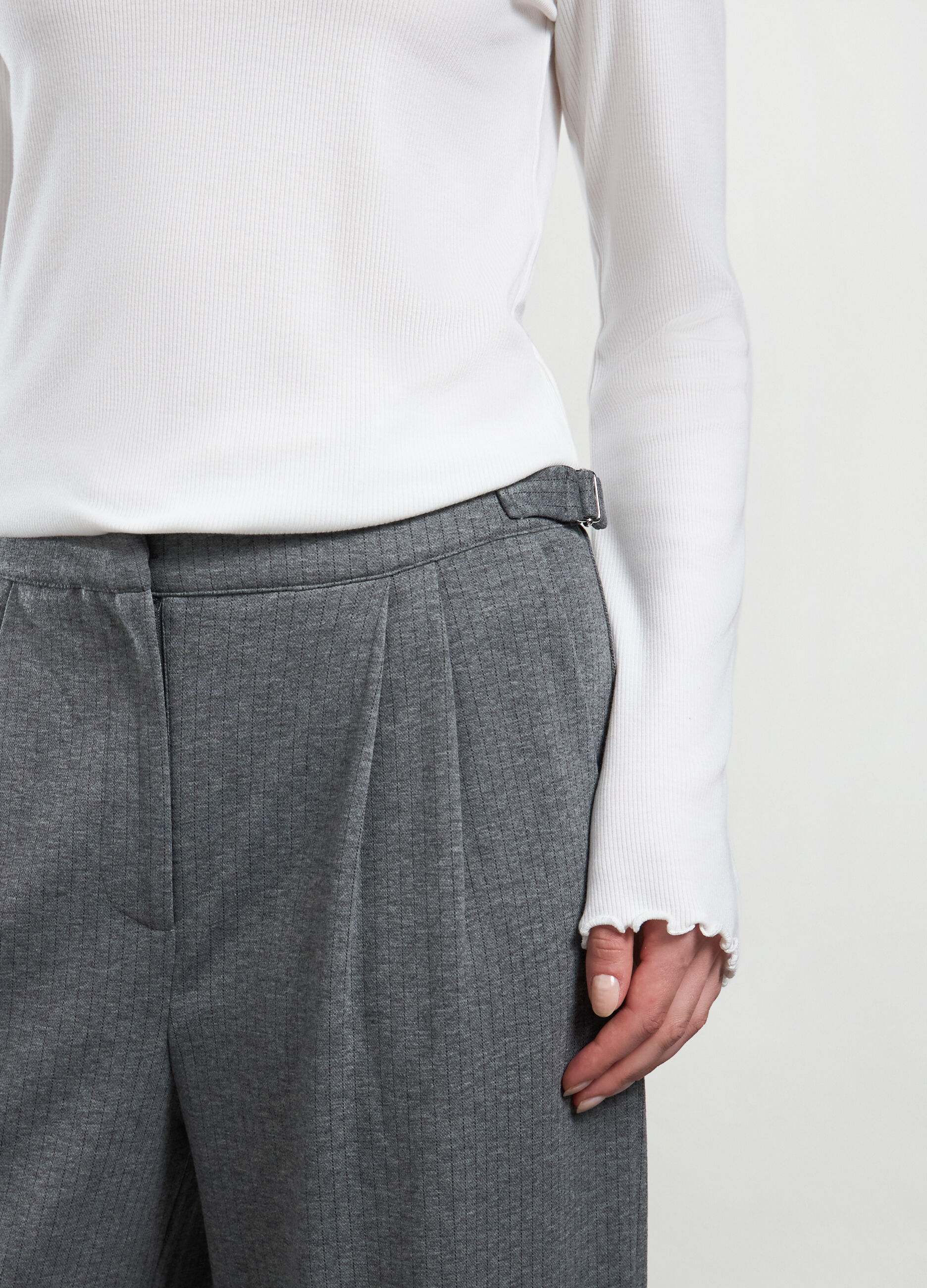 Pantalone palazzo gessato in misto viscosa donna_2