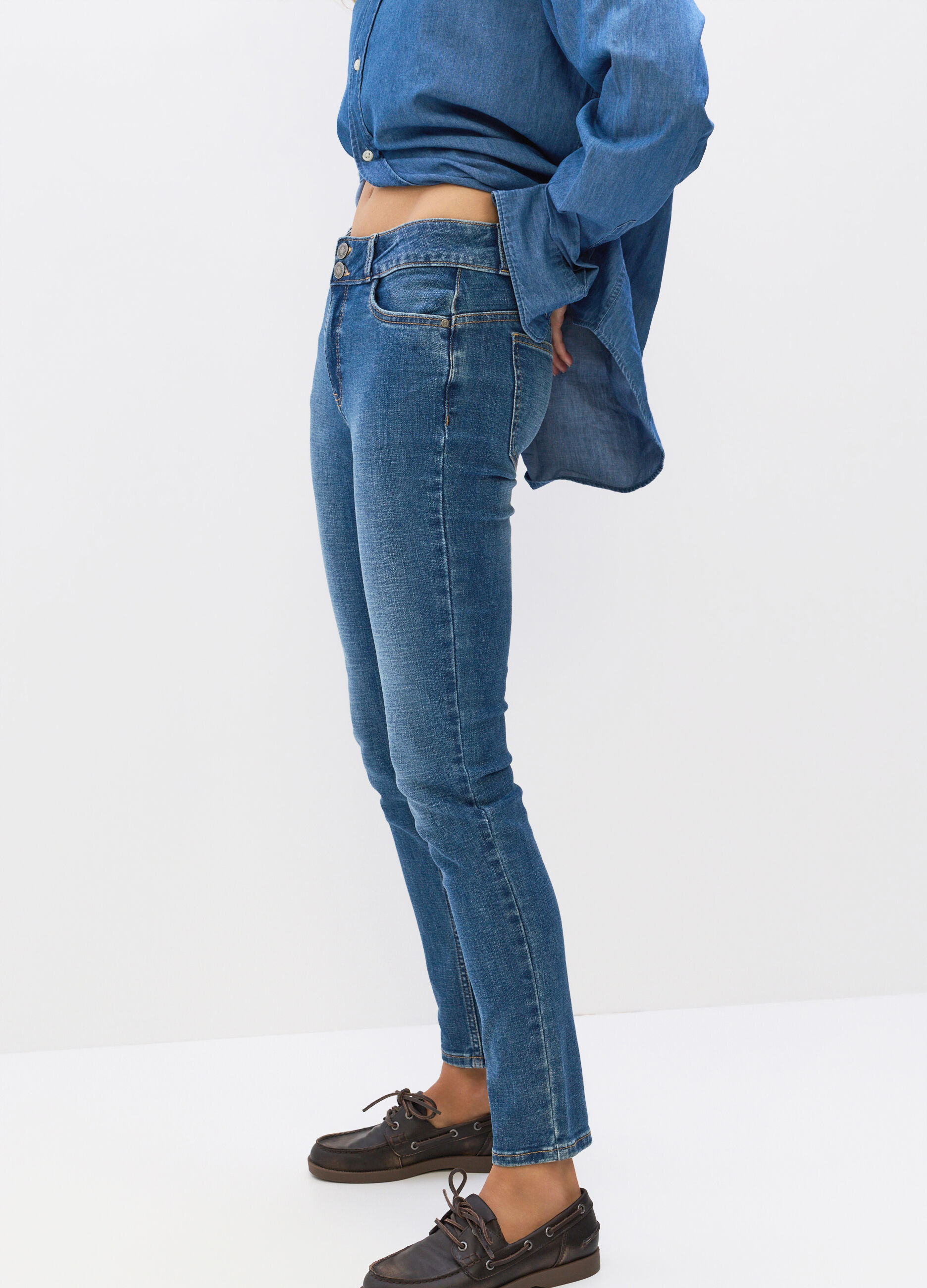 Pantaloni Push Up Fit in denim stretch misto cotone donna_3