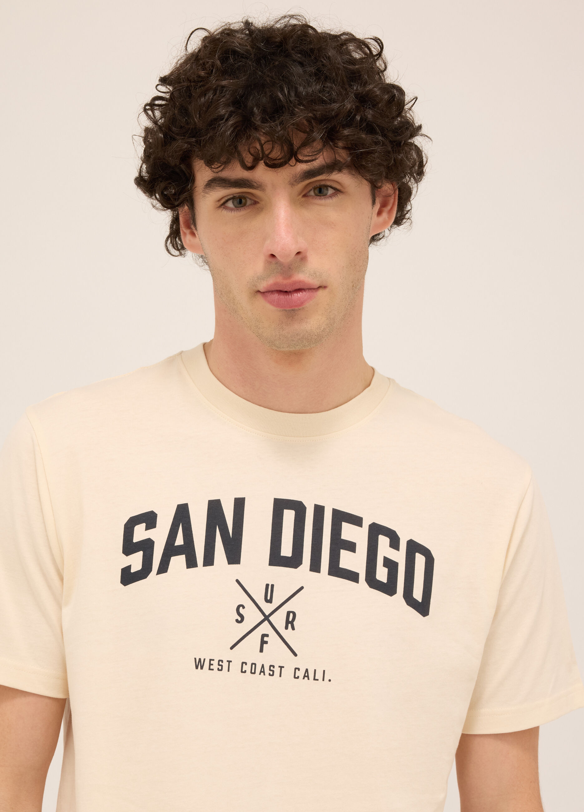 T-shirt girocollo in puro cotone con stampa uomo_2