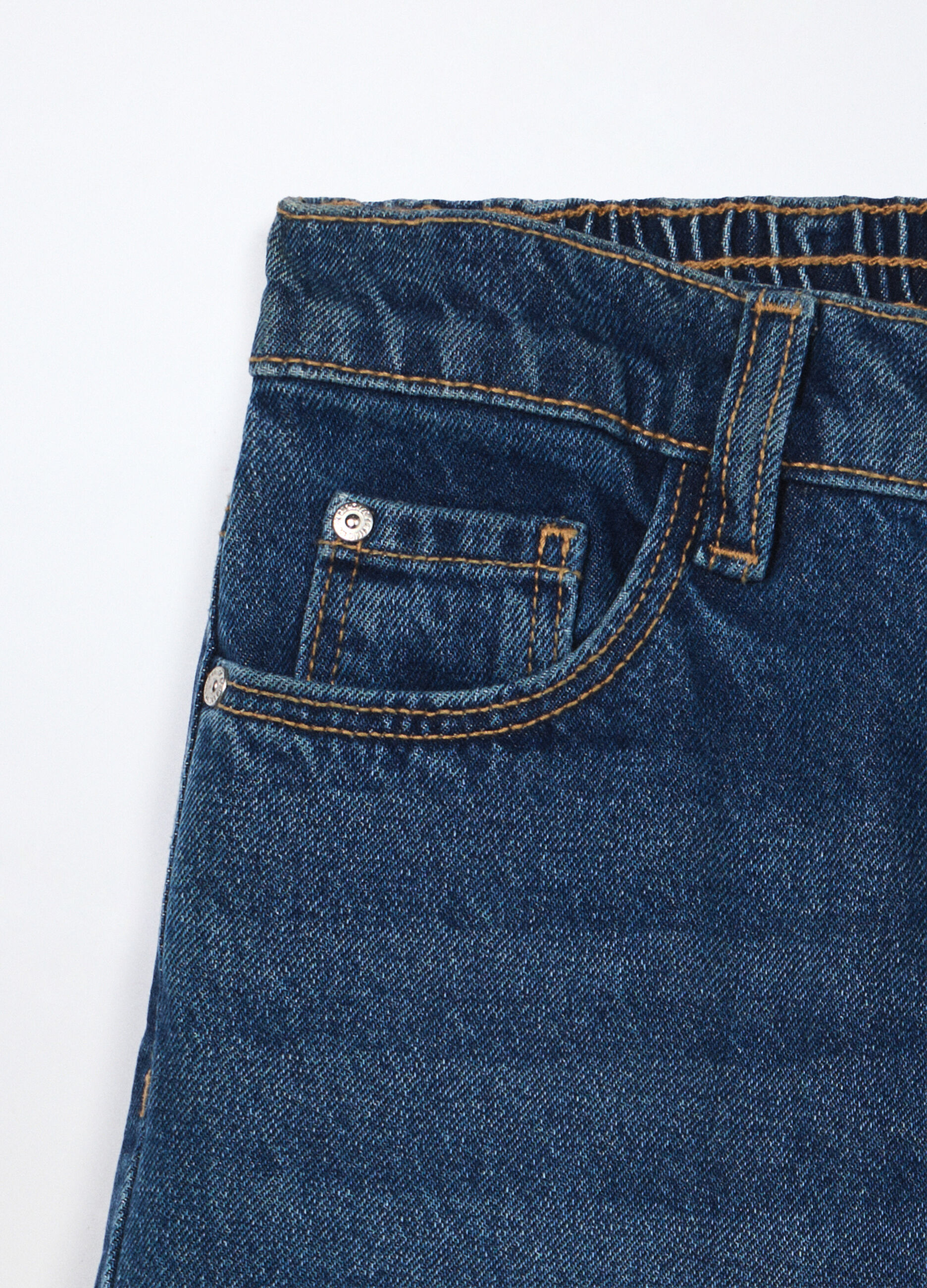 Pantaloni wide leg in denim di puro cotone ragazza_2