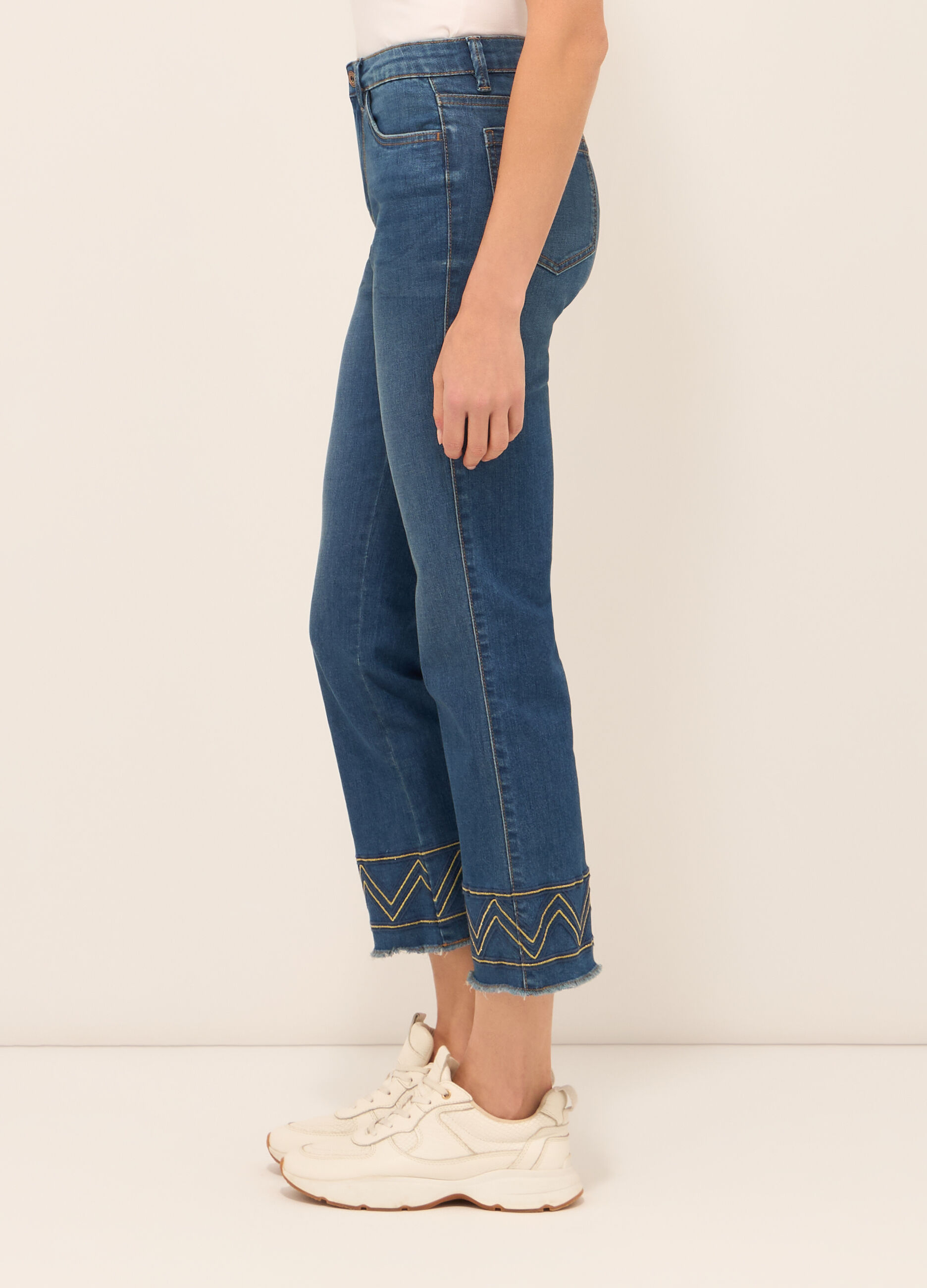 Pantaloni in denim misto cotone donna_2