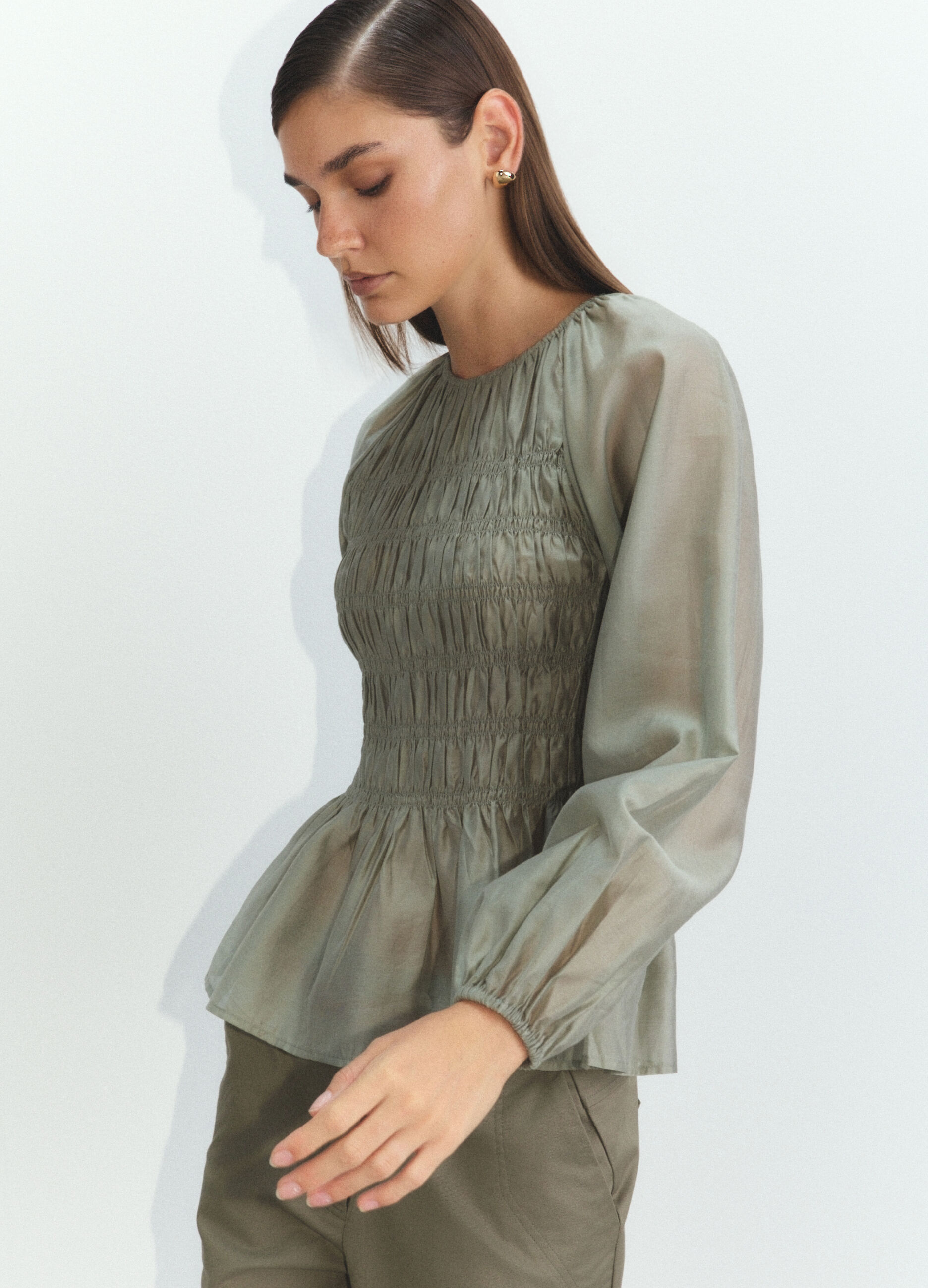 Blusa Fit Slim in mista Lyocell donna_5