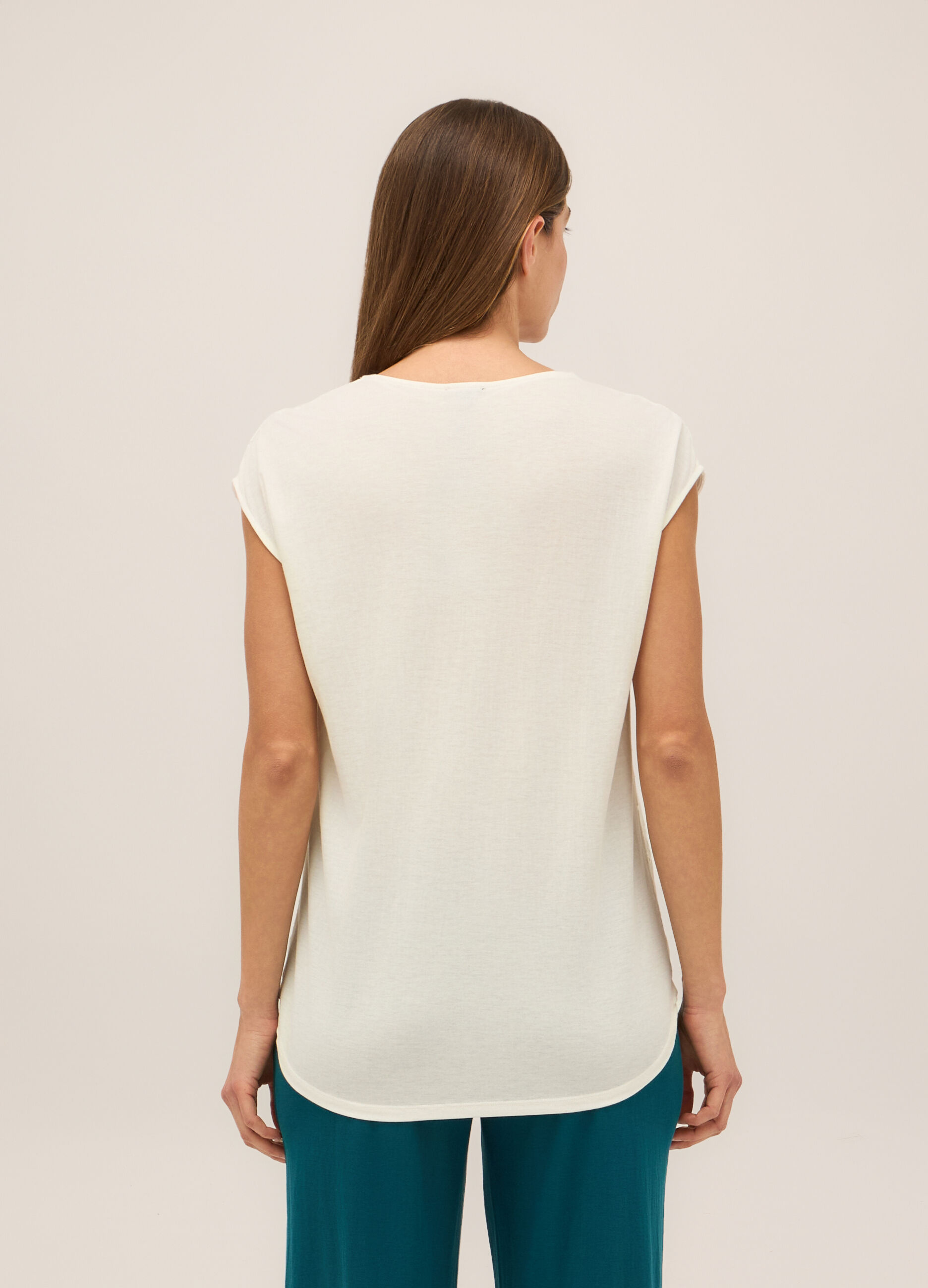 T-shirt smanicata misto viscosa donna_1