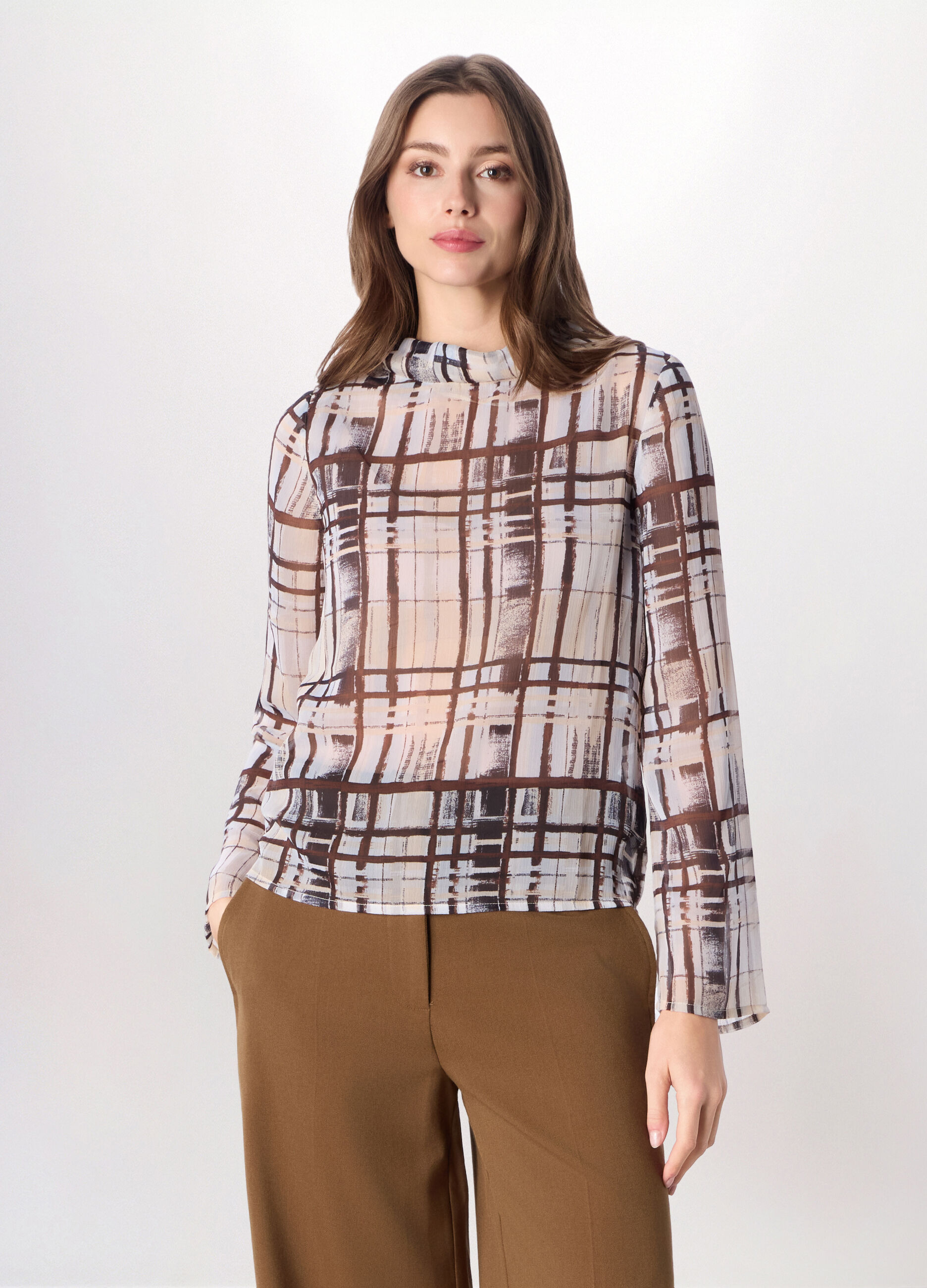 Blusa in chiffon con stampa donna_0