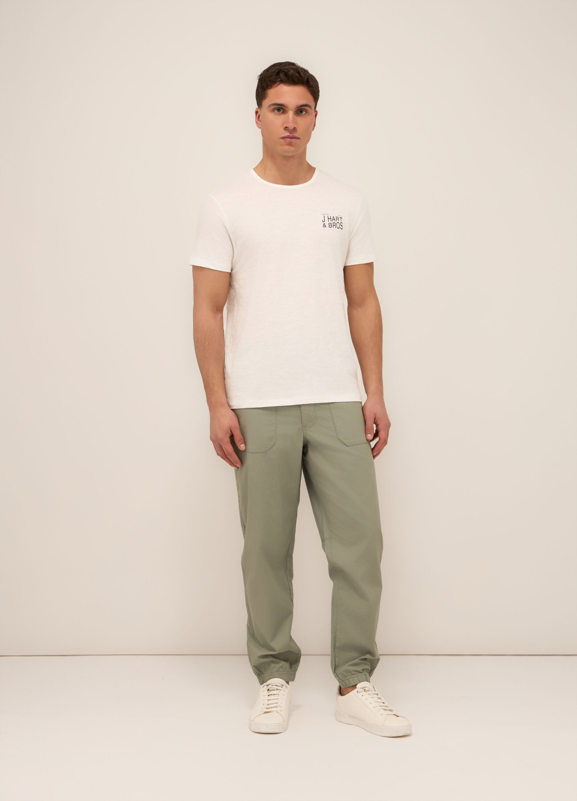 Pantaloni in chino in popeline di cotone uomo_0