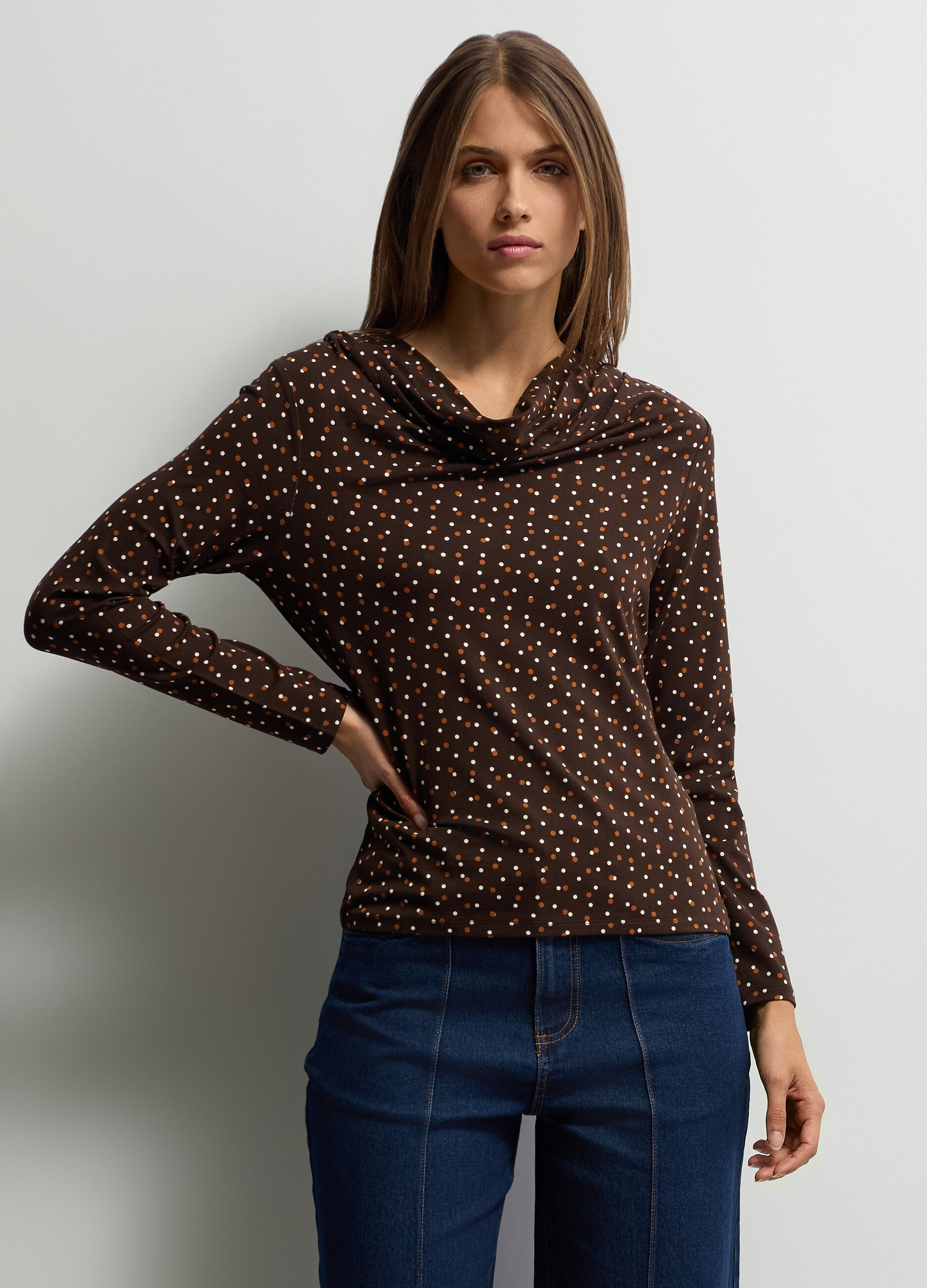 T-shirt con scollo drappeggiato stretch donna_0