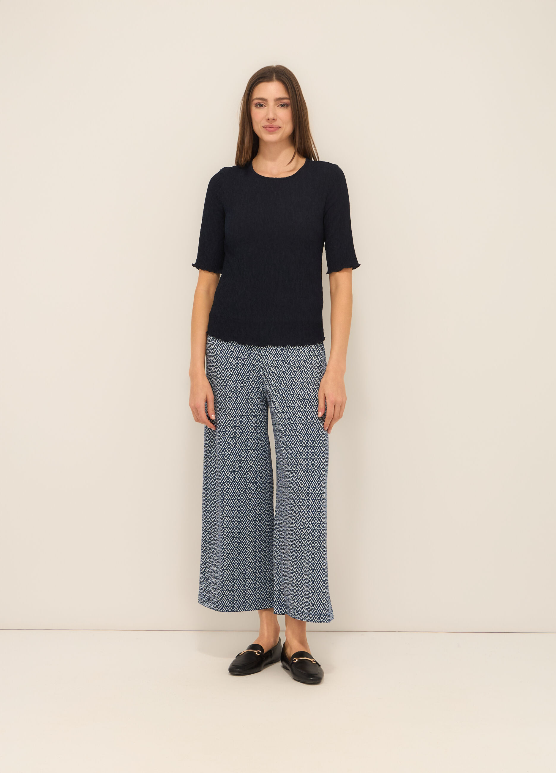 Pantaloni in tessuto stretch donna_0