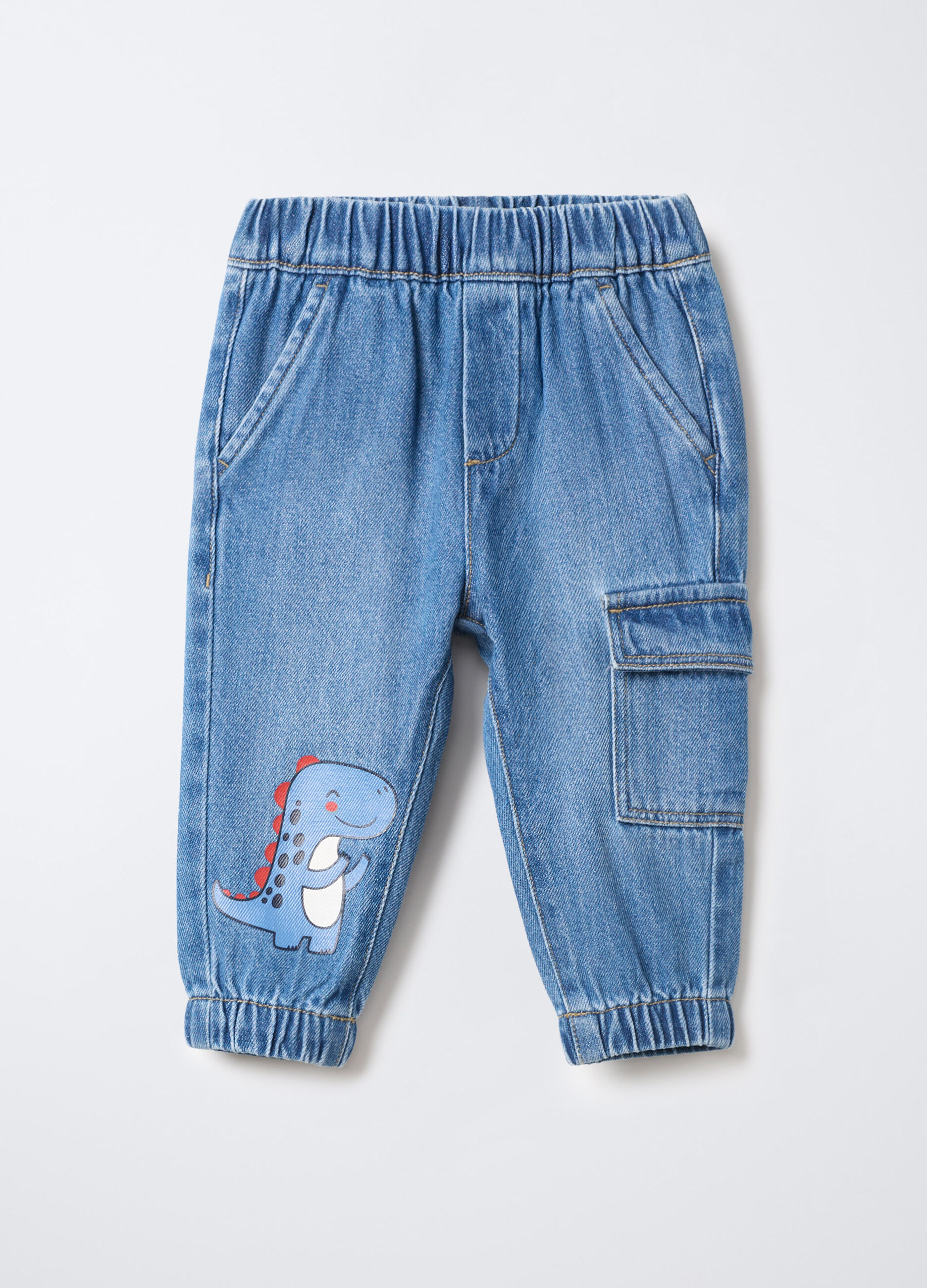 Jogger cargo in denim di cotone misto lyocell Fit Comfort bimbo_0