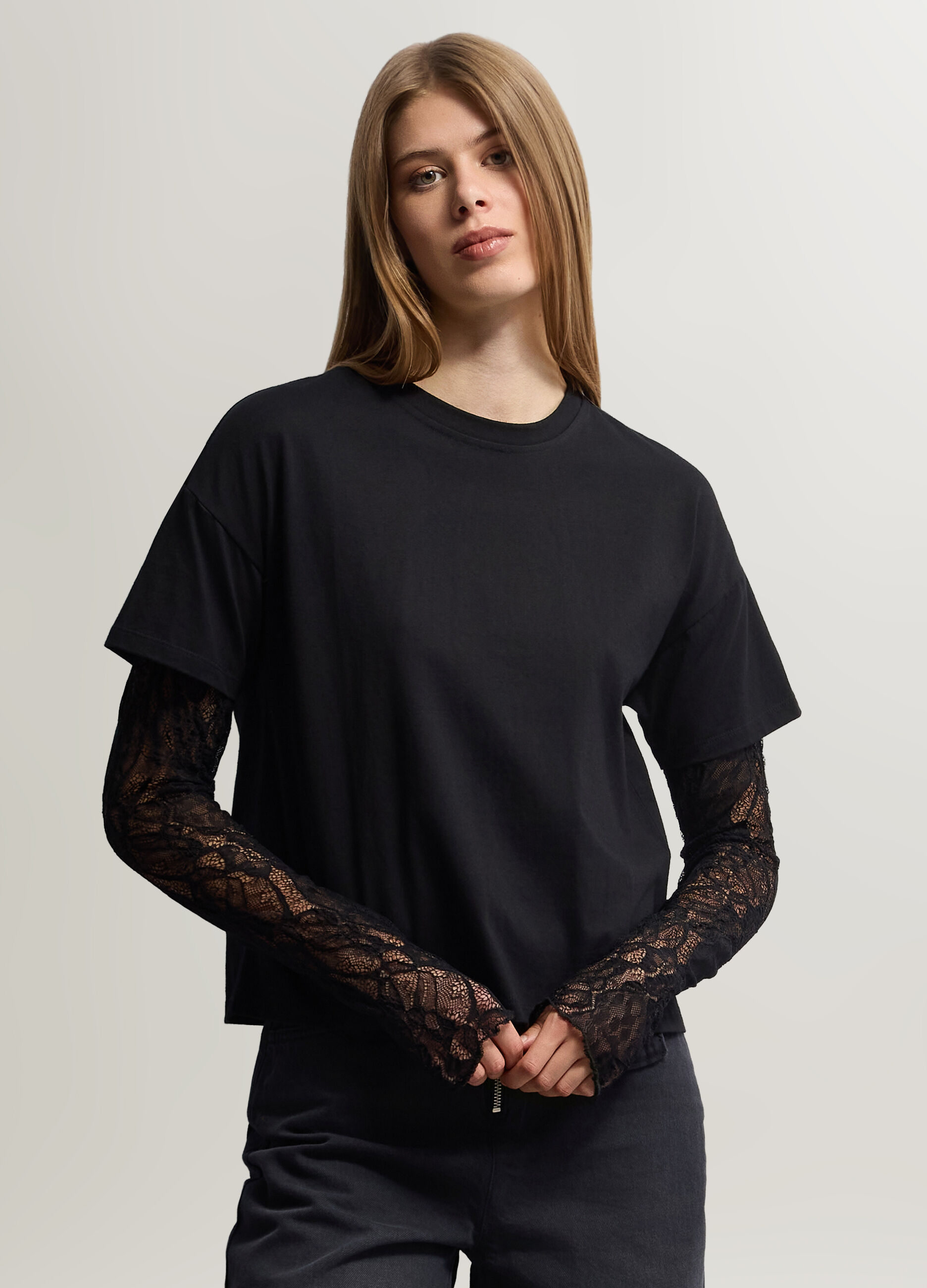 T-shirt girocollo stretch donna_0