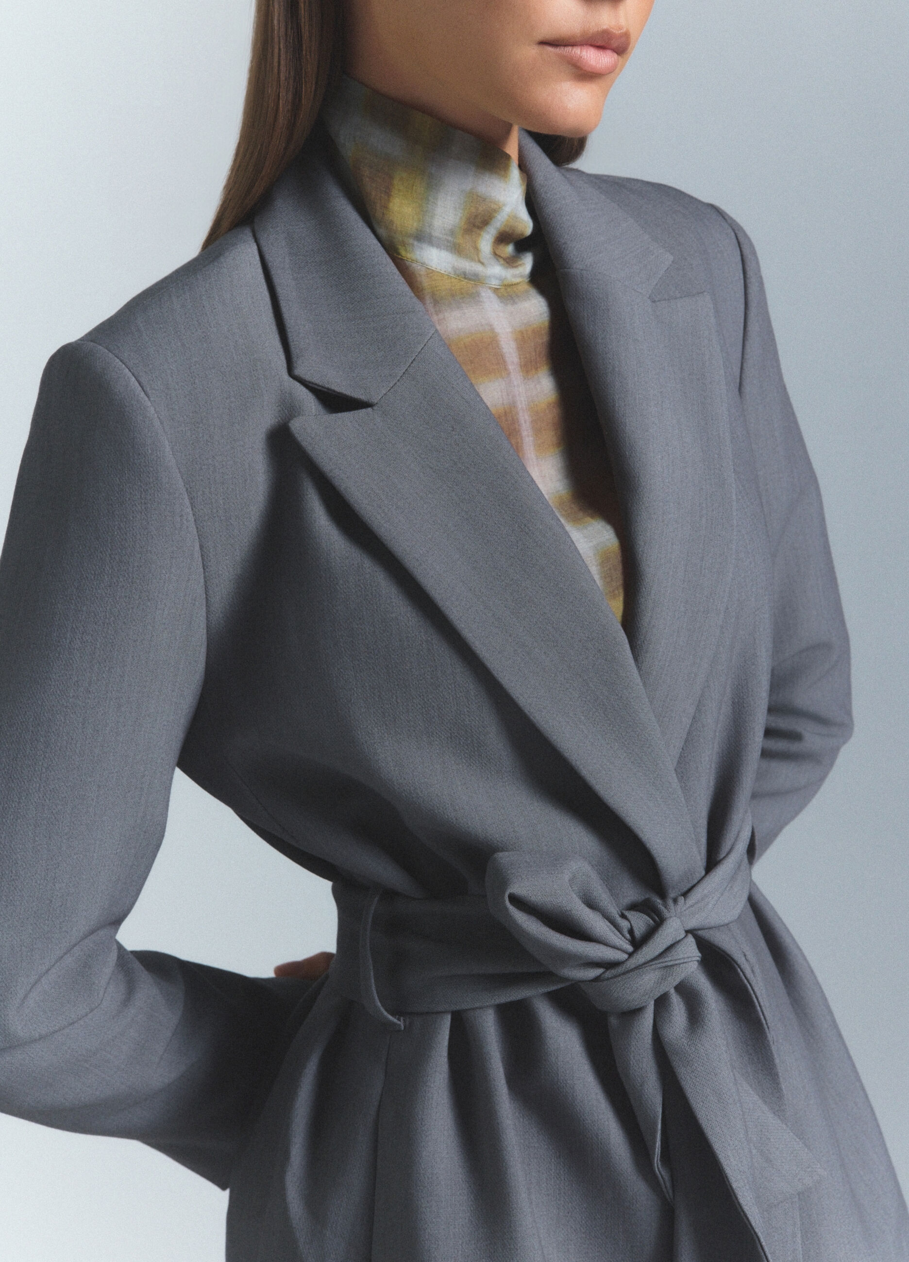 Blazer doppiopetto con collo reverse in twill stretch donna_4