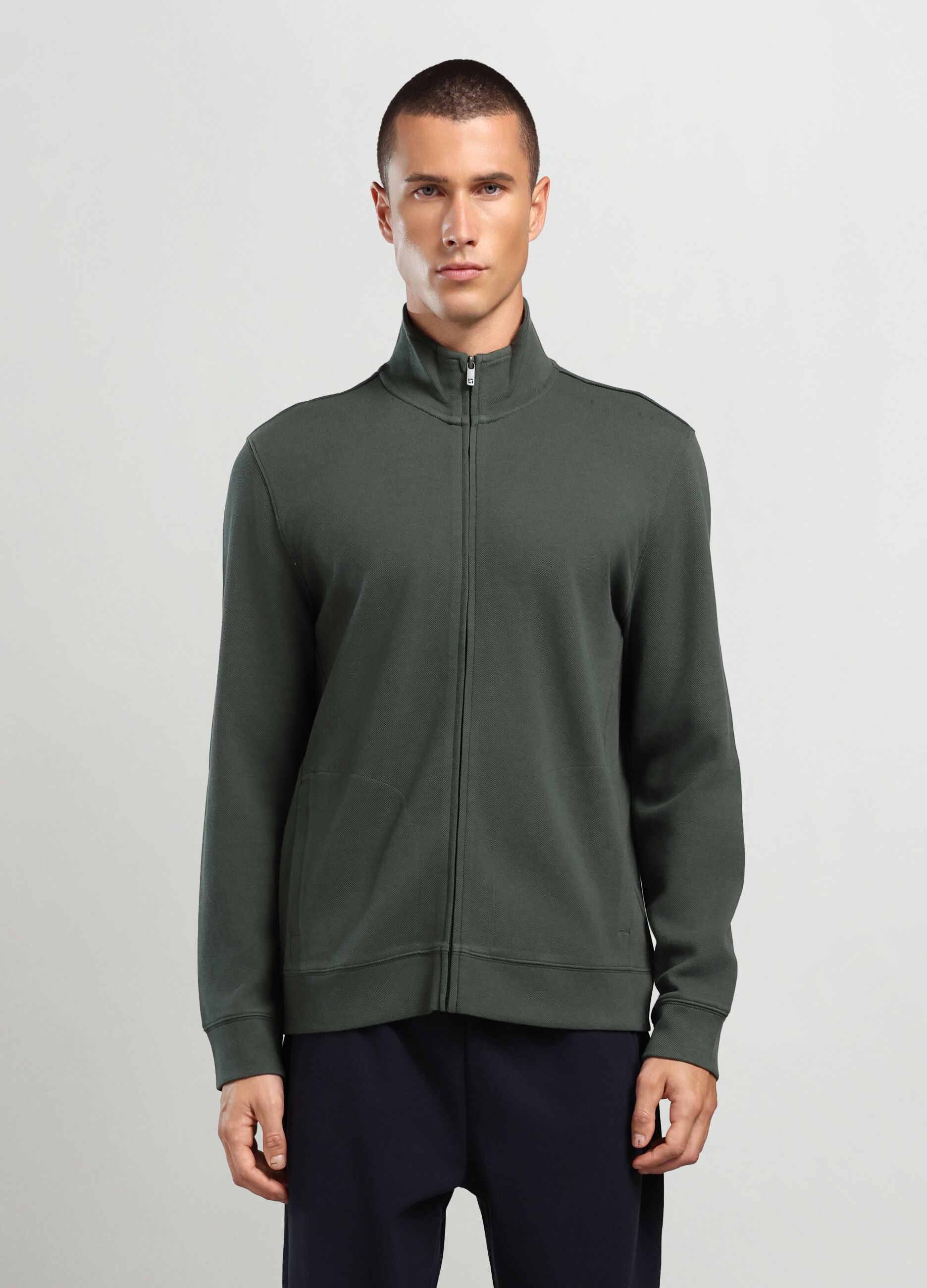 Felpa lupetto in piquet di cotone uomo_0